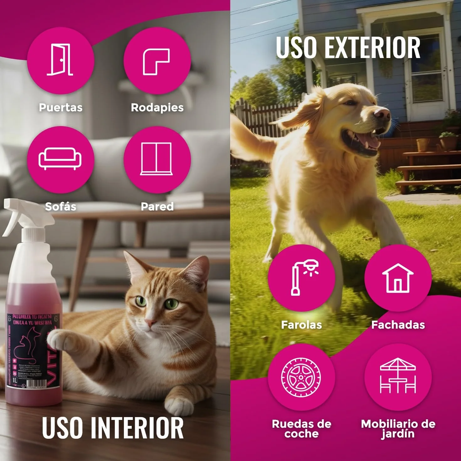 Vital Correttore di minzioni per cani e gatti 1000 ml - Eliminatore di odori e tracce di urina - Aiuto per l'addestramento degli animali domestici - Uso interno ed esterno - Efficace
