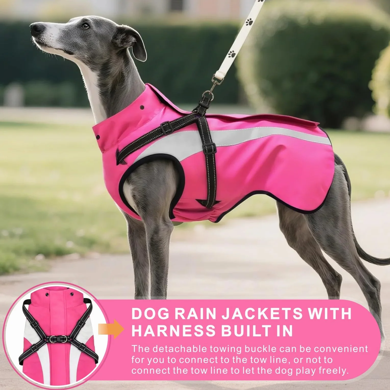 Impermeabile per Cani Cappotto Ombrello Pioggia Cane Piccoli Medi Grandi Cuccioli S-XXL Rosa XL
