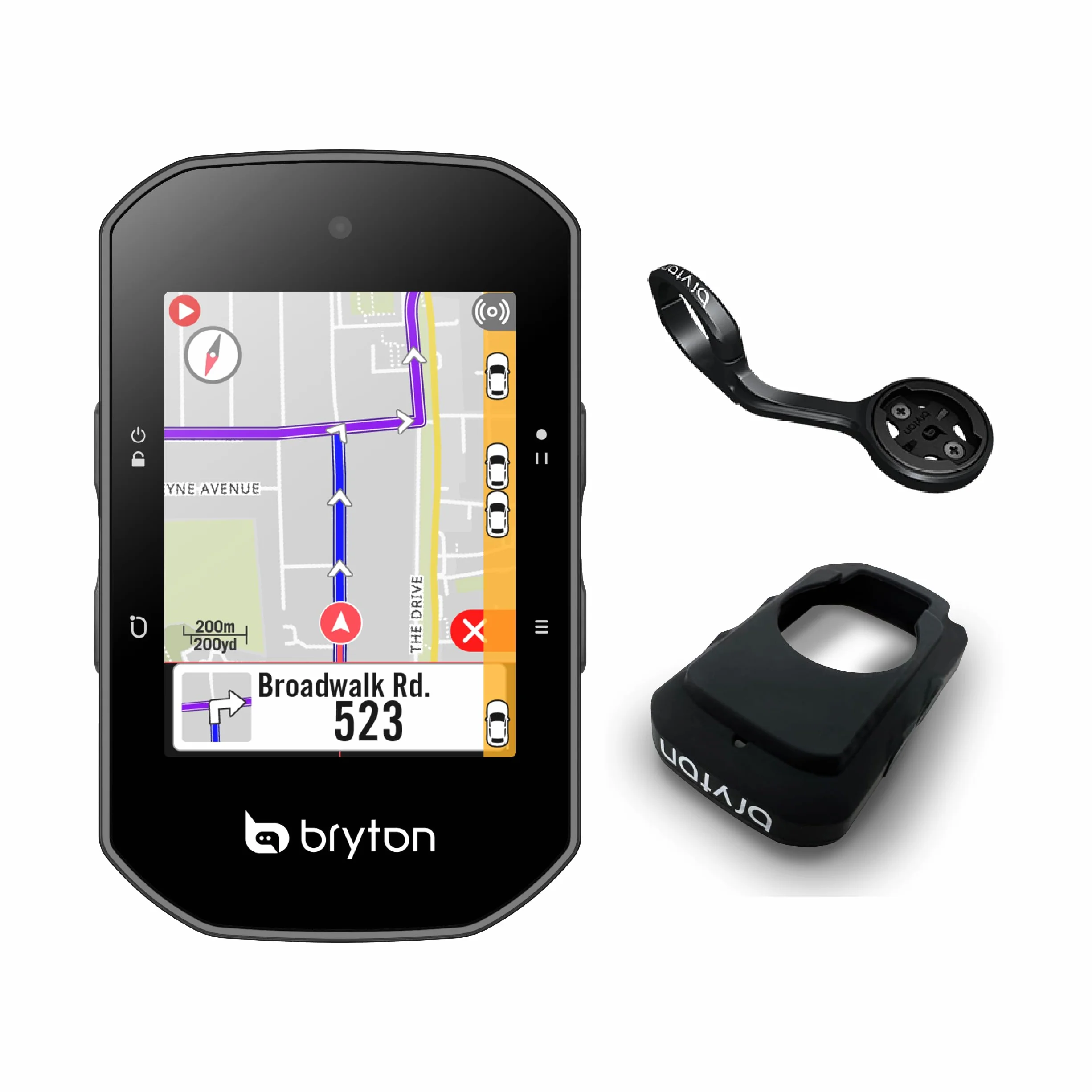 Bryton Rider S500E con supporto frontale in alluminio, Nero, Taglia unica