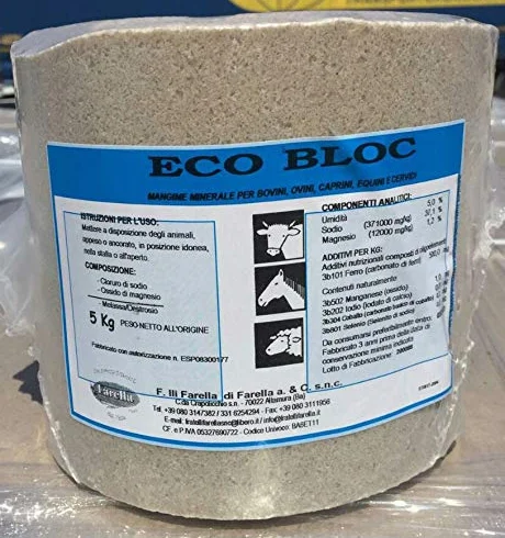 Farella Sale Minerale Eco Bloc 5kg per bovini, Ovini, caprini, equini e cervidi