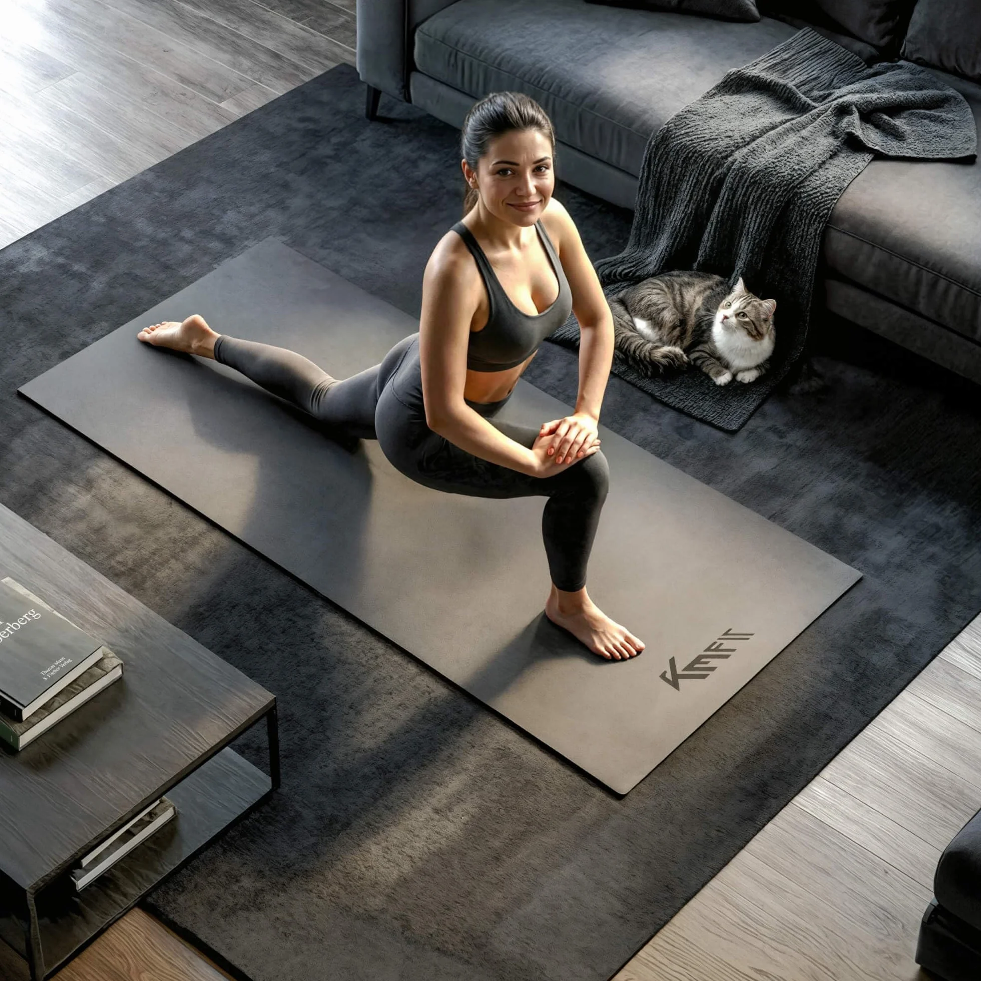 KM-Fit Tappetino Protettivo Fitness | Antiscivolo per Attrezzi Fitness | Isolante Acustico e Antivibrante | Tappetino per Yoga, Pilates ed Esercizi | 4 Misure Disponibili