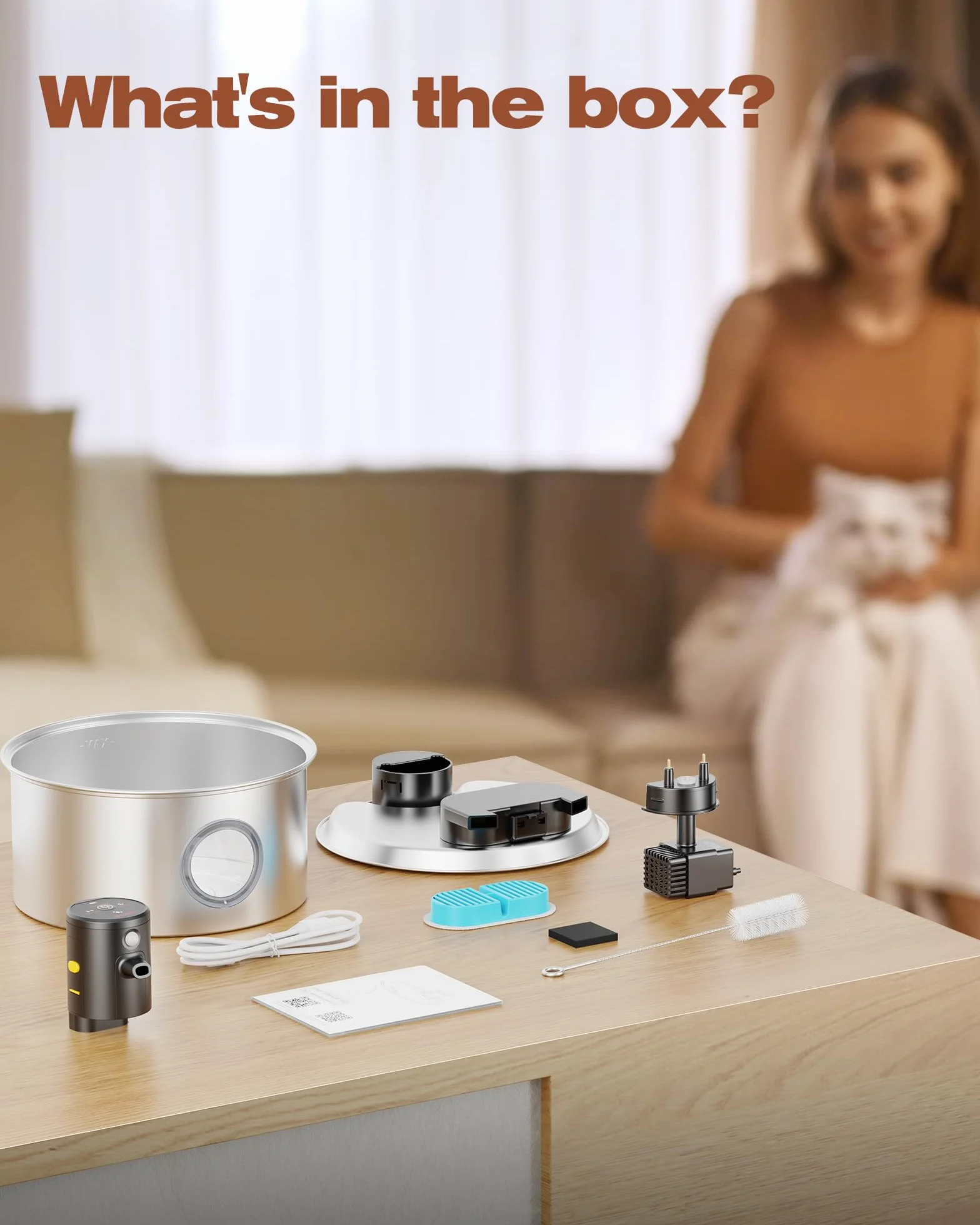 Fontanella per Gatti senza Fili: Dispenser Acqua con Sensore di Movimento - Distributore a Batteria Ricaricabile - 3.2L Abbeveratoio senza Cavo - con 6 Filtro + 3 Spugna