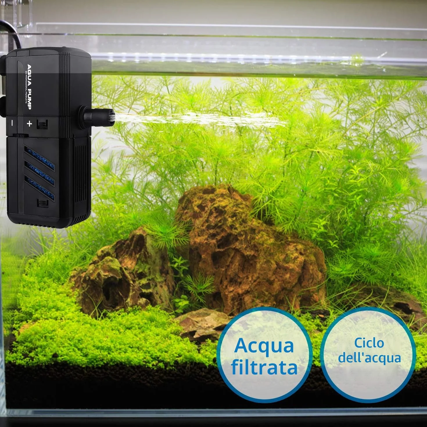 Filtro Interno 6W per Acquario, Pompa Acqua 500L/H 30-150 Litri