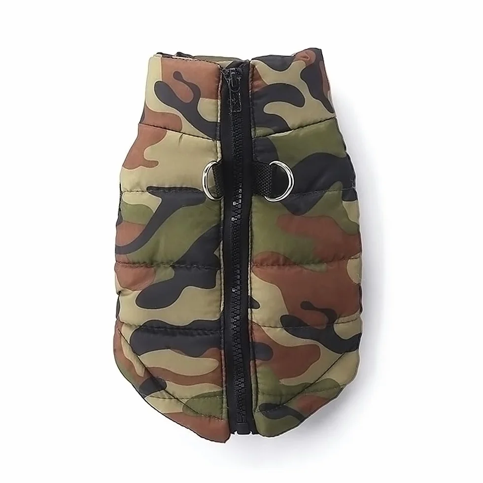 Voarge Giacca invernale per cani piccola taglia Gilet caldo con cerniera Camouflage L