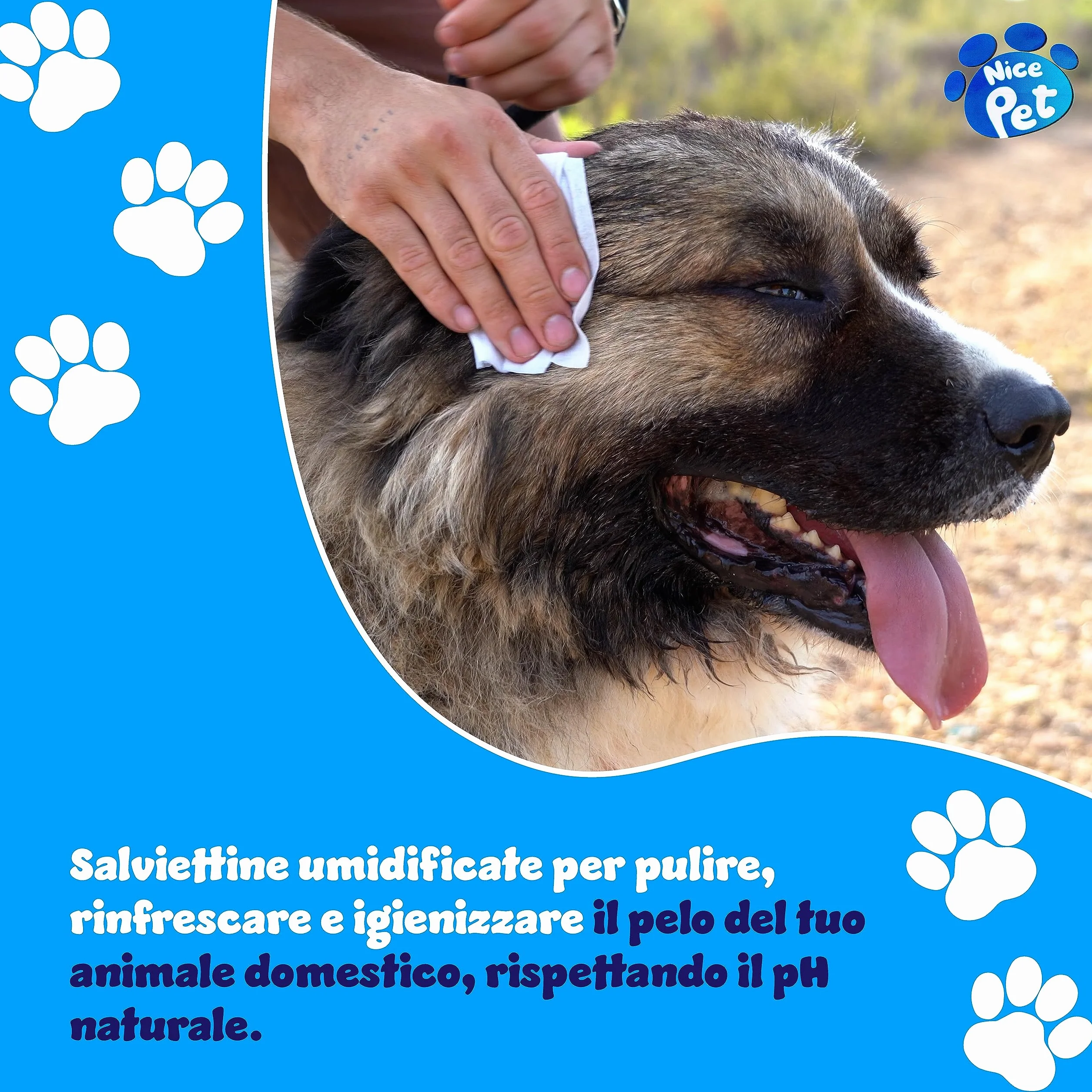 Nice Pet Salviette Multiuso Detergenti Igienizzanti per Cani e Gatti 100 Salviette Umidificate