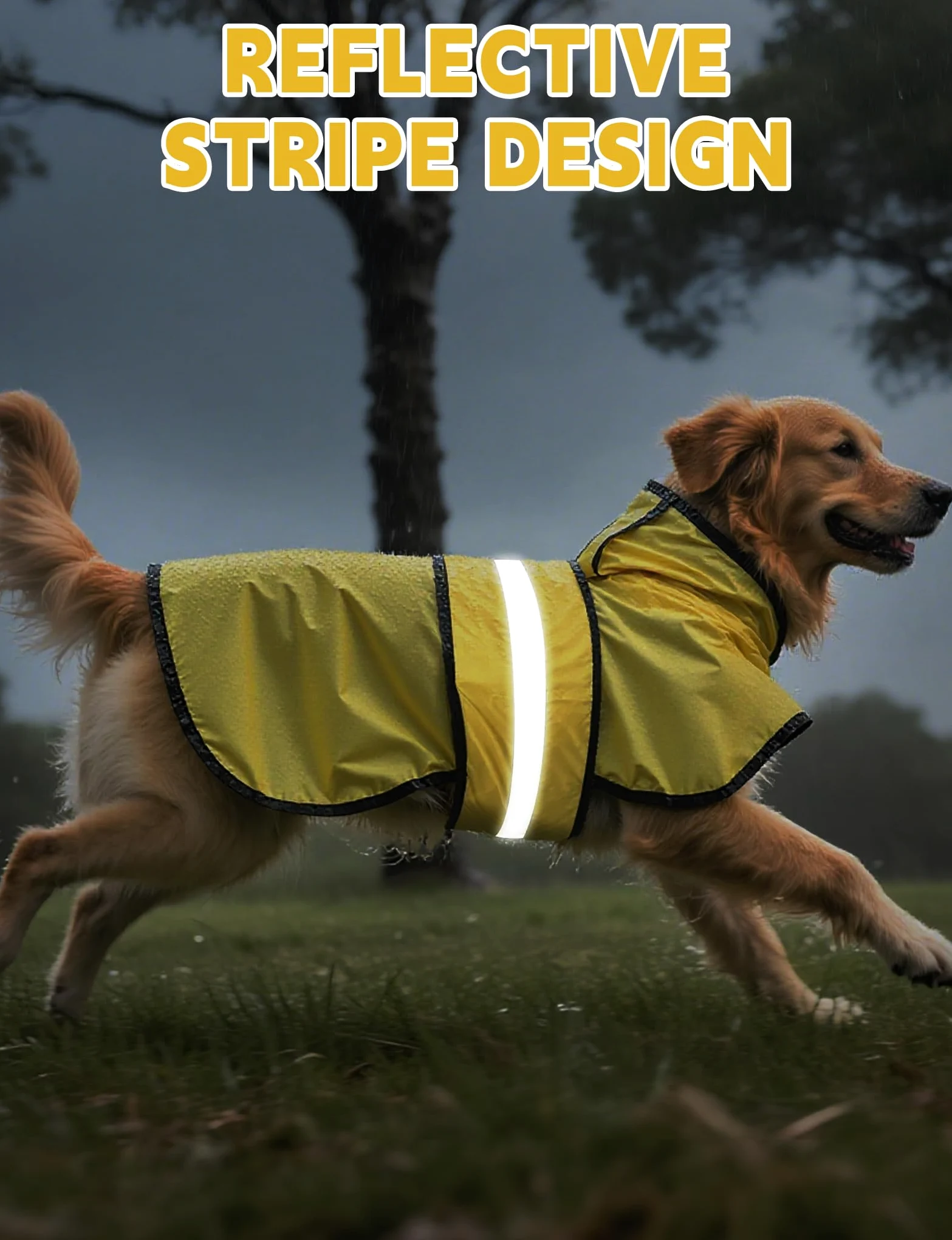 Poncho impermeabile per cani, giallo, XL