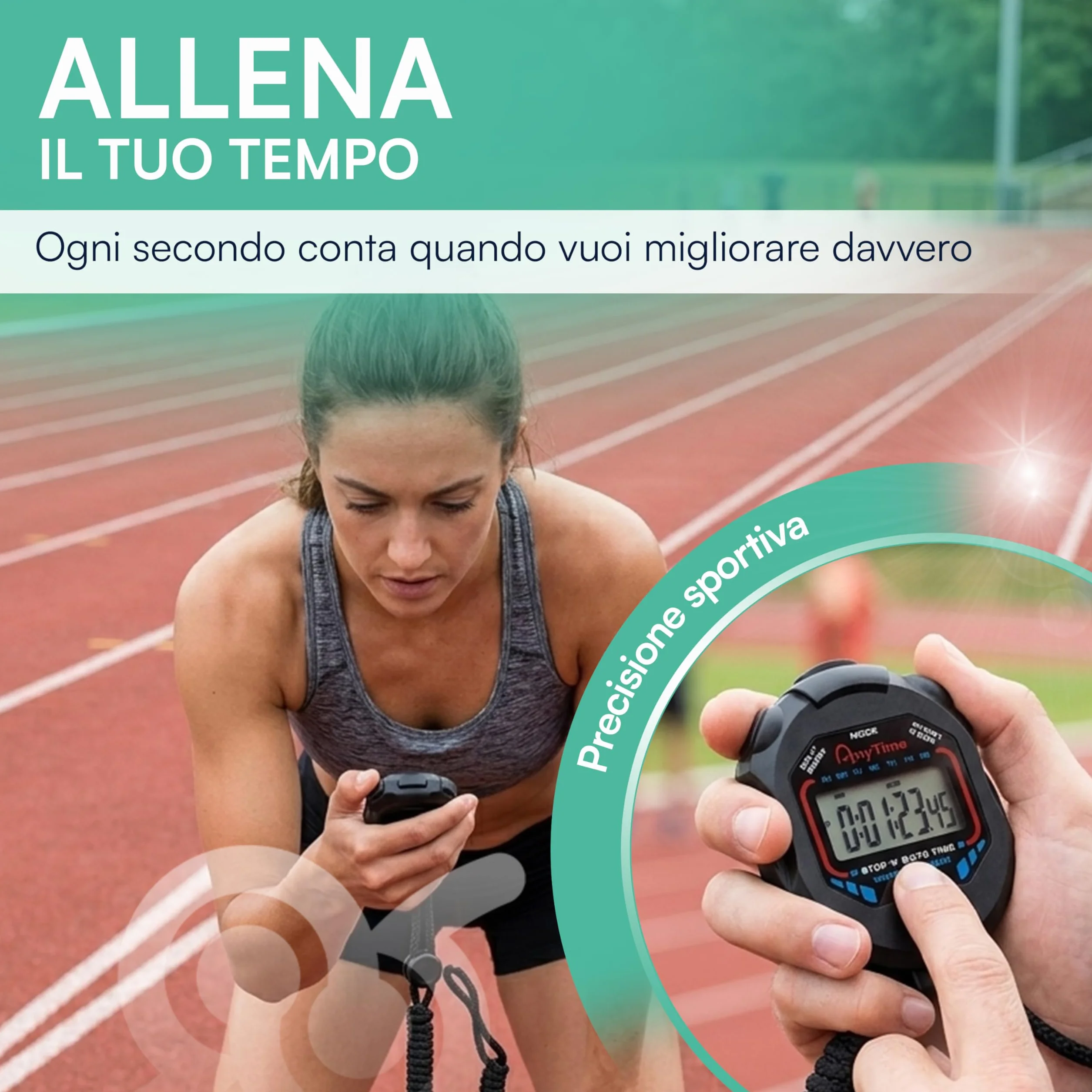 Tempo di Saldi Cronometro Sportivo con Timer Digitale Multifunzione - Orologio e Sveglia per Corsa, Palestra, Allenatore Calcio e Nuoto, Cronometro da Collo Ergonomico