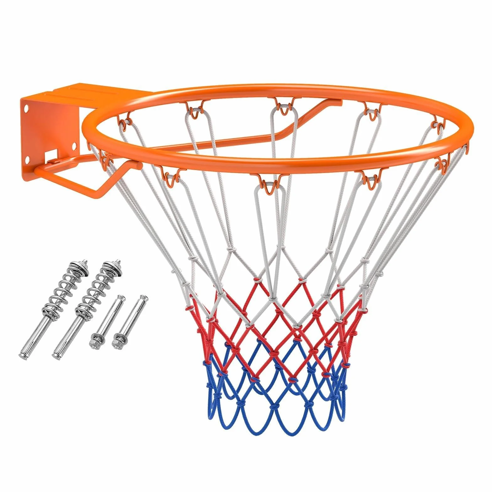 COSTWAY Canestro da Basket a Parete 45 CM, Anello da Pallacanestro da Muro con Doppia Molla, Rete Resistente e 12 Anelli, Cerchio Universale da Basket per Interno ed Esterno