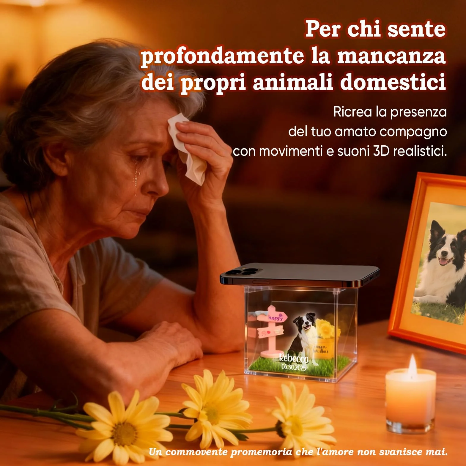 Scatola Commemorativa Olografica per Animali Domestici Cornice con Foto Personalizzata Casetta Digitale Olografica per Animali Domestici Fai Da Te Regalo Personalizzato per Amanti di Cani o Gatti