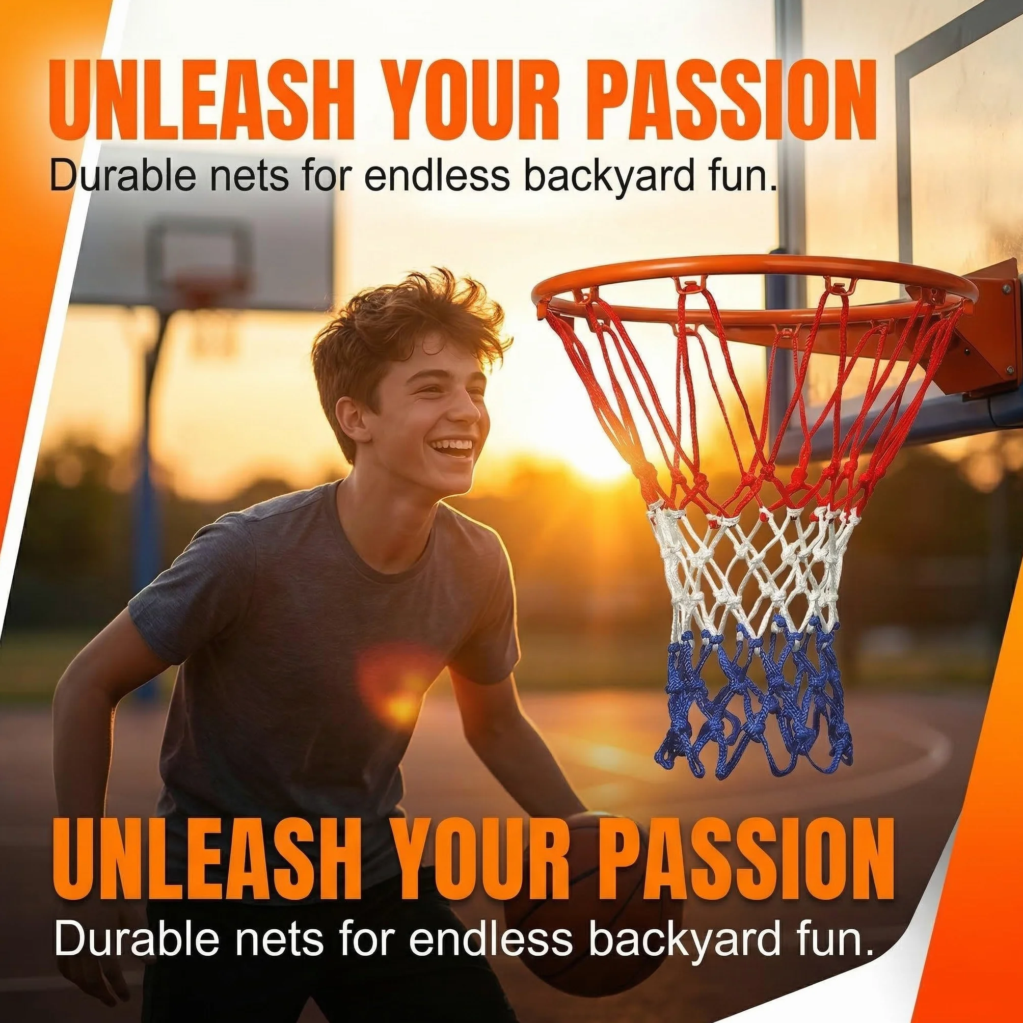 Basketball Net Replacement 4 Pack for 8-10 Inch Baskets 8 Loops Indoor Outdoor