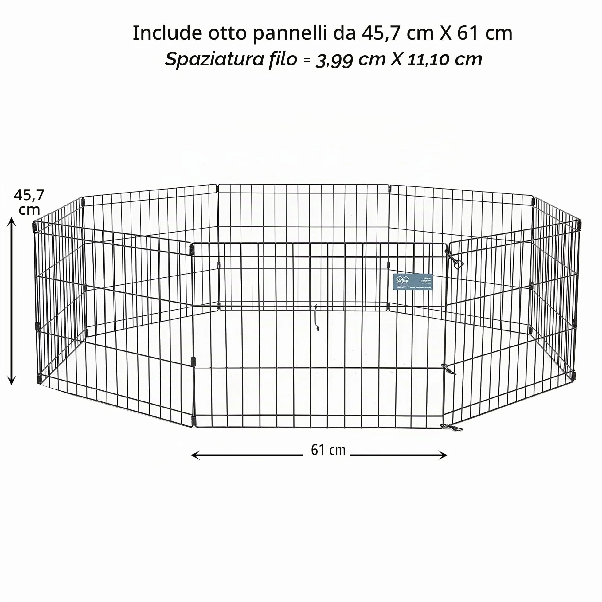 MidWest Homes for Pets Recinto per animali in metallo pieghevole nero 1,5 m spazio 46 cm altezza