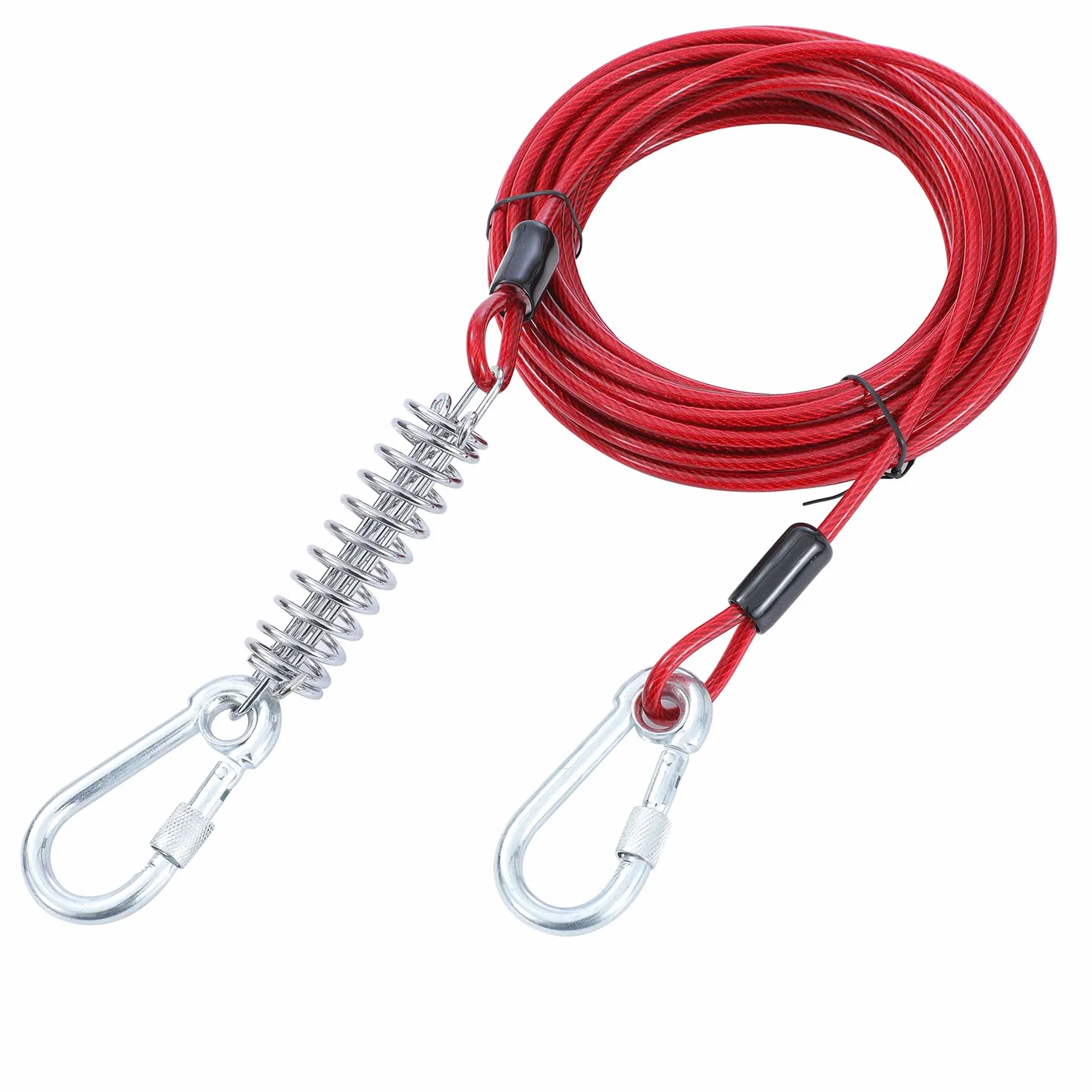 TOPWAY Cavo per Cani 10m Guinzaglio da Cortile per Cani e Picchetto Elicoidale a Terra da 42cm, per Esterni Cortile Campeggio Parco Animali Domestici, Rossa + Rossa