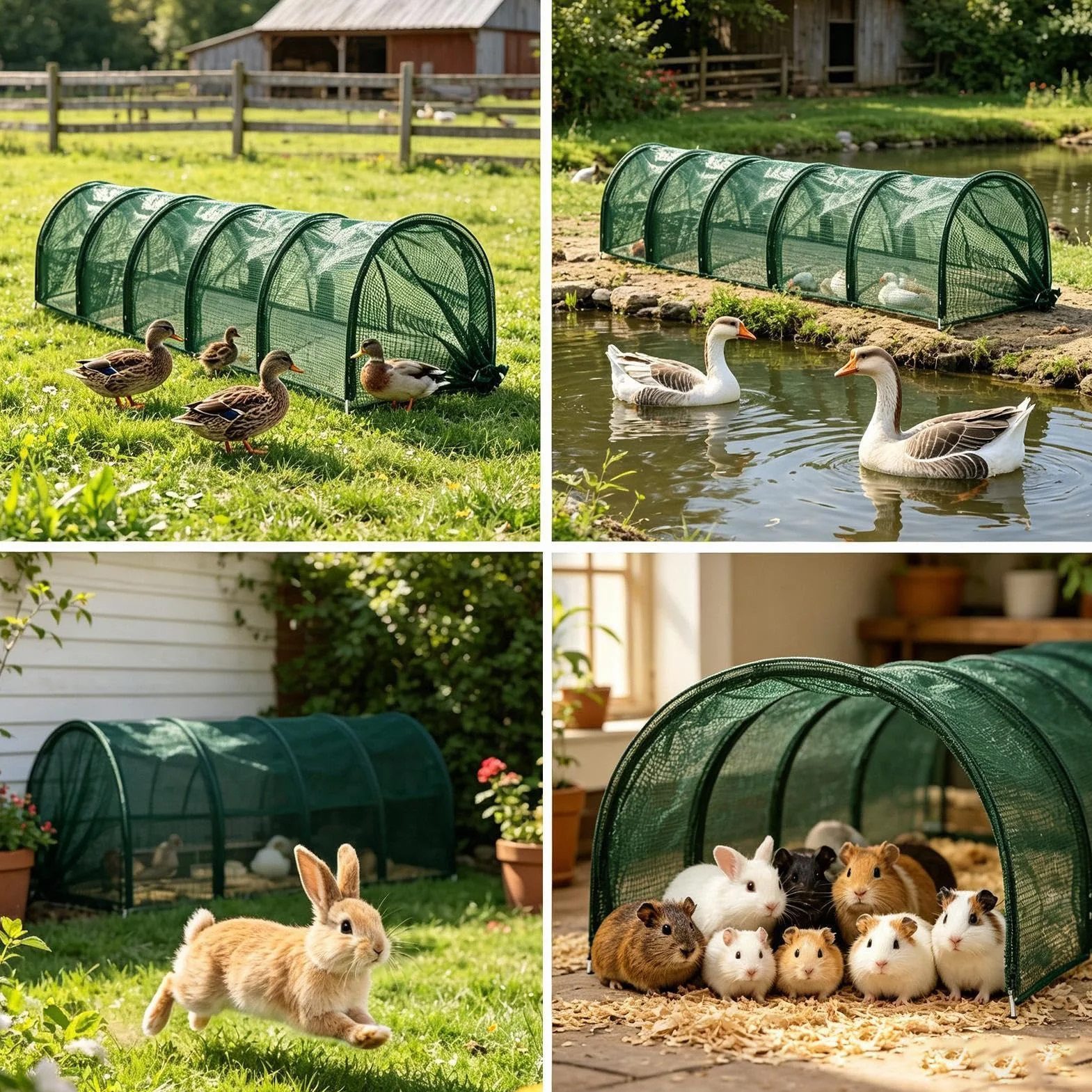 Tunnel lungo pieghevole per pollo, rete flessibile con clip di installazione rapida, recinto mobile per animali, gabbia esterna per anatre, oche, conigli, piccoli animali domestici, pulcini