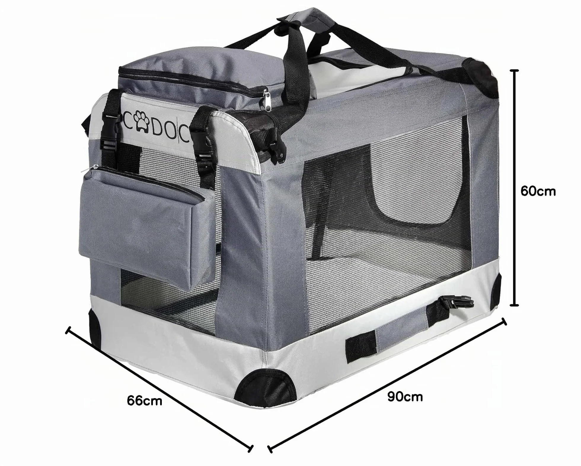 CADOCA Trasportino Cane Gatto XXL 92x64x64cm Gabbia Trasporto Traspirante