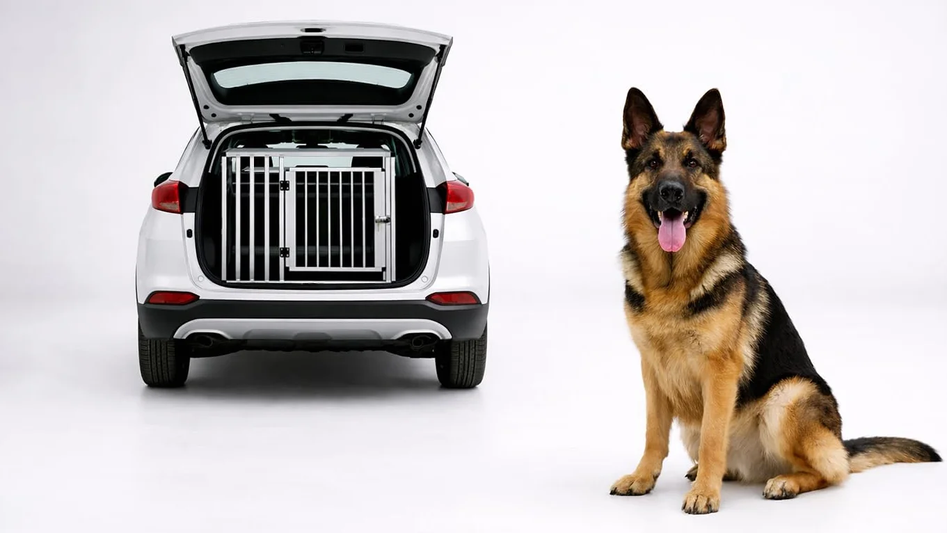 NK Trasportino per Cani con Porta e Serratura, Leggero e Resistente, Design Compatto, Montaggio Semplice e Veloce, Facile da Pulire, Spazioso e Comodo, Modello L (92 x 65 x 66cm)