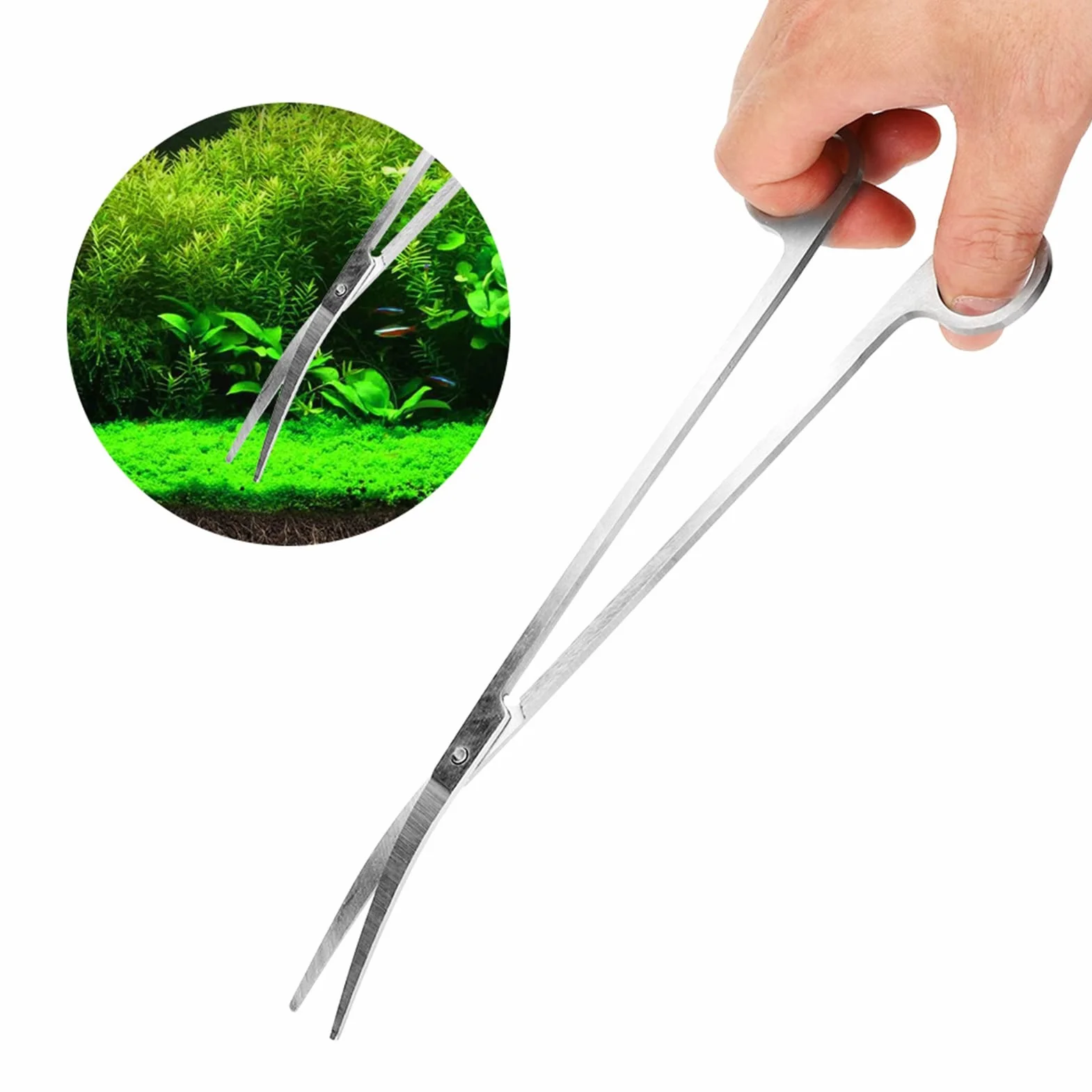 Acquario Aquascape Tools Kit 6w1 Antiruggine Acciaio Inox Pinzette Forbici Spatola