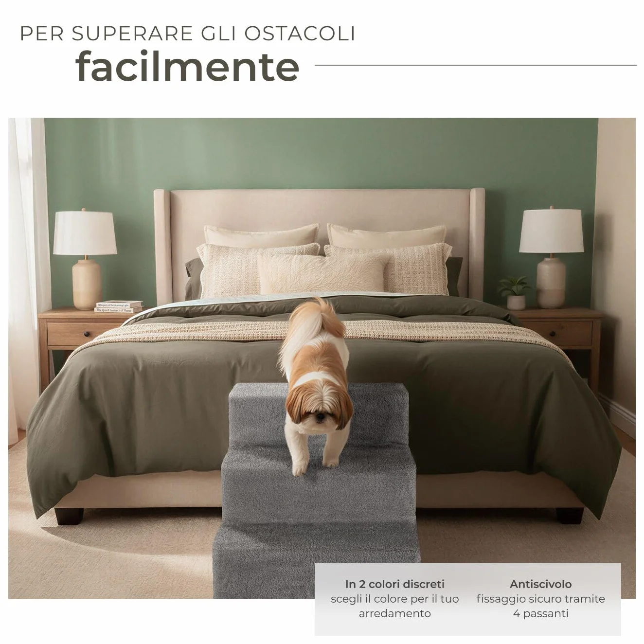 tectake Scala per Animali Domestici 3 Gradini 34,5 cm Antiscivolo Grigio