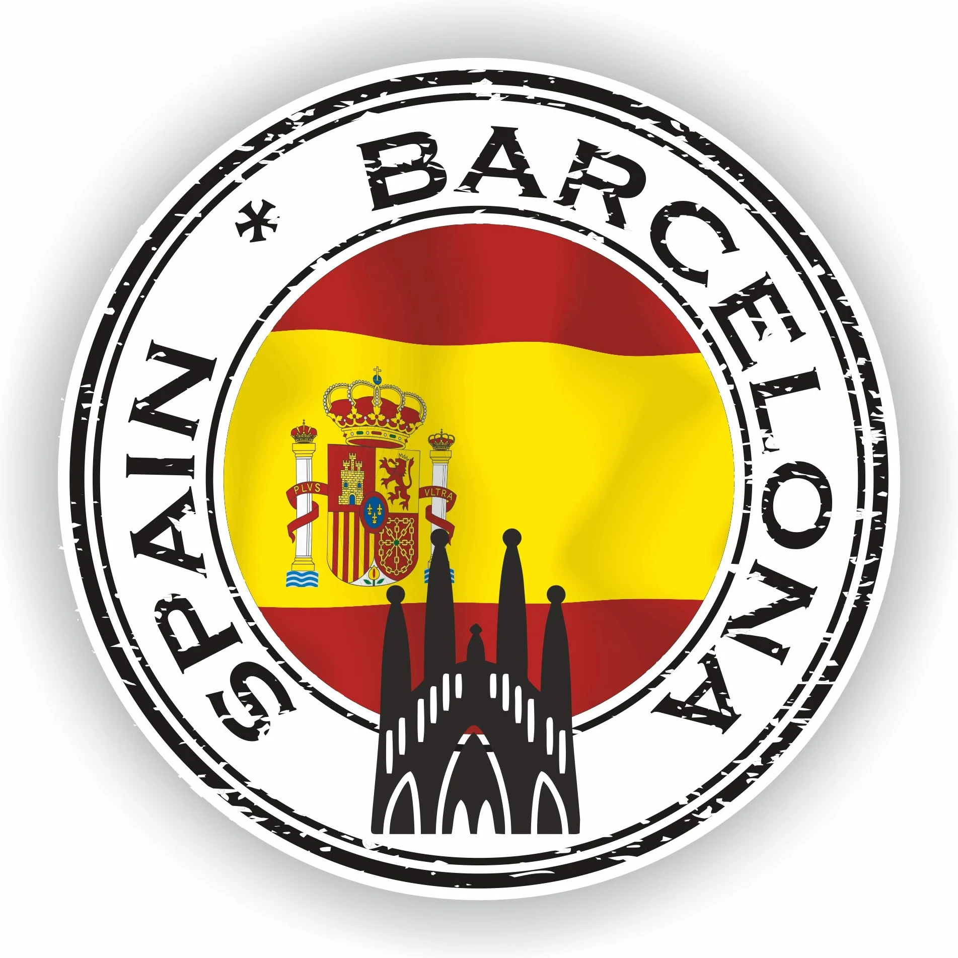 Adesivo rotondo in vinile impermeabile Barcellona Spagna
