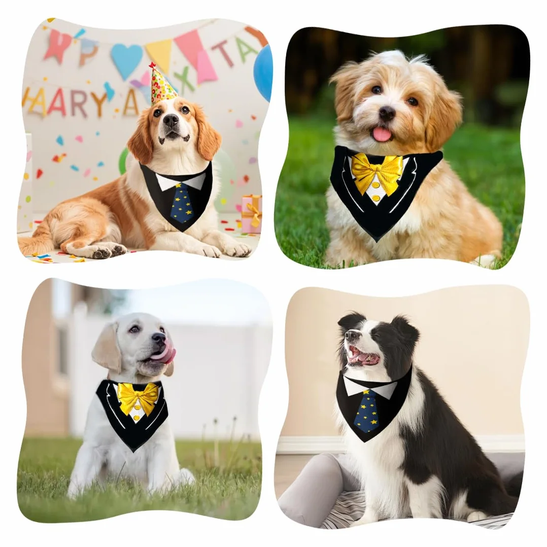 QGK 2 pezzi Collare a Bandana per Cani Regolabile Papillon Cravatta Pet Suit