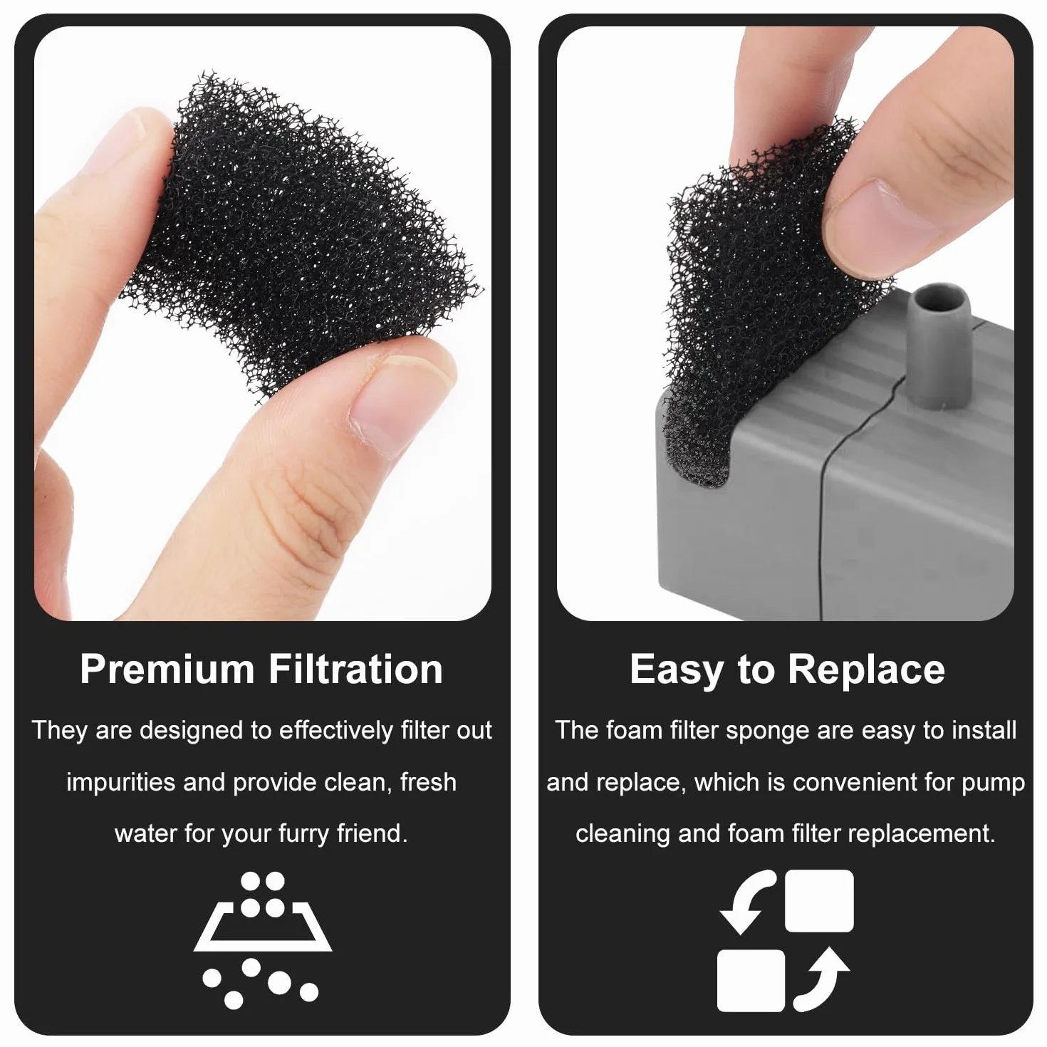 20 Pezzi Filtri di Ricambio per Fontanelle per Animali Domestici, Filtro Acqua per Gatti Filtri in Schiuma Sostituiti per PETKIT Eversweet 3 Pro/PETKIT Eversweet Solo 2/PETKIT EversweetSolo SE