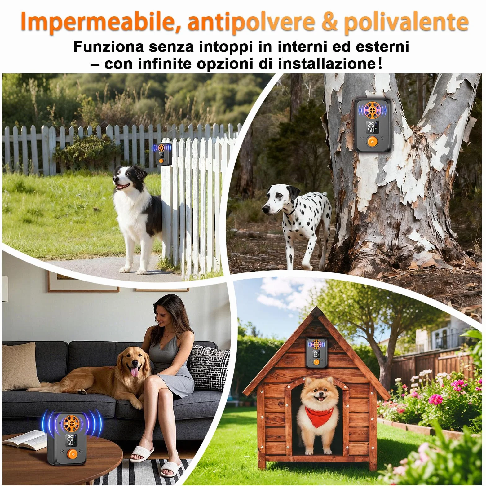 Dispositivo Antiabbaio per Cani Ultrasuoni - Ultrasuoni per Cani Ferma Abbaio Automatico con 5 modalità Frequenza, 3 Portate, Interno/Esterno Efficace