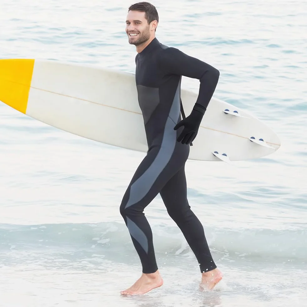 Guanti da Muta Termica, Guanti in Neoprene Elastico, Guanti da Immersione con Polso Elastico e Particelle Antiscivolo, per Immersioni, Kayak, Surf, Inverno, Canoa, Kayak