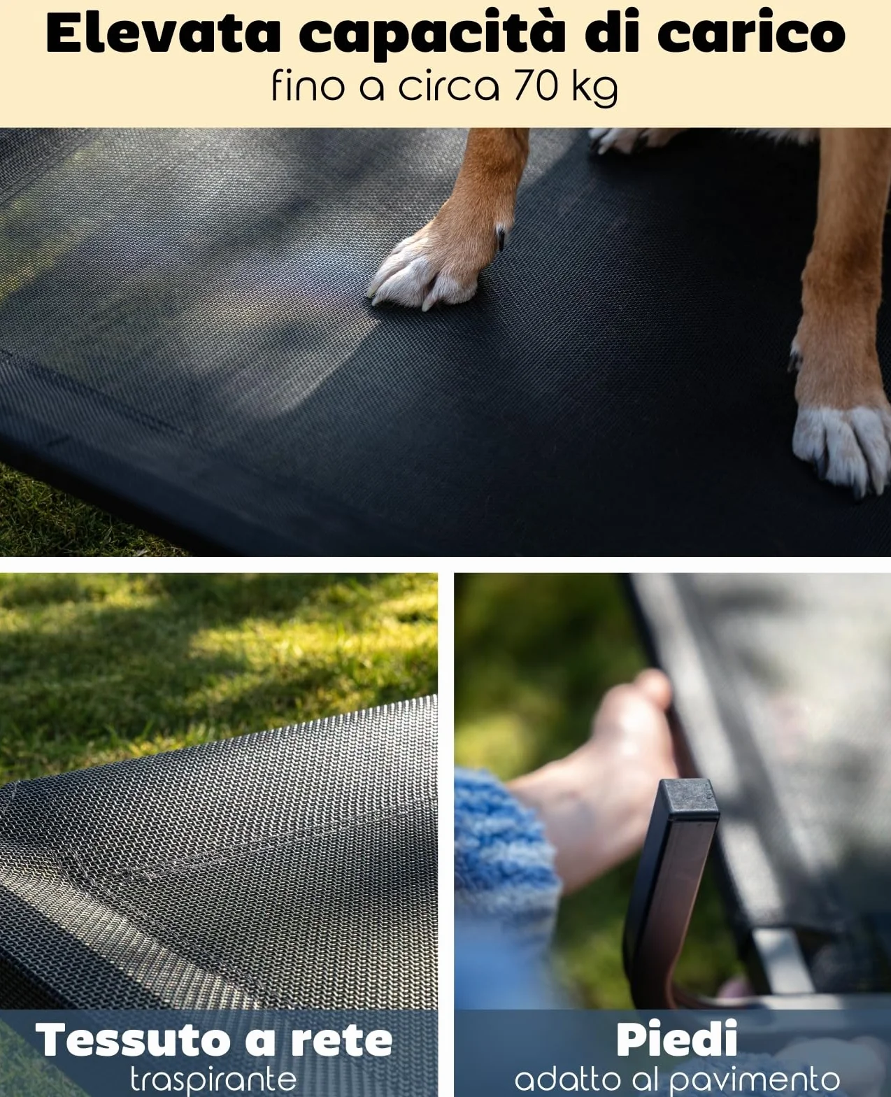 Lionto Lettino rialzato per Cani 114x76 cm Nero