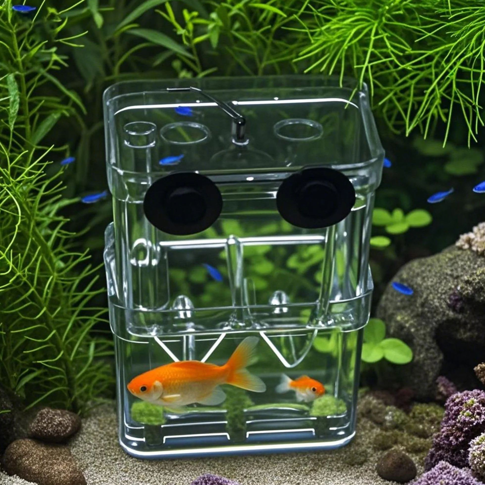 Contenitore Per Allevamento Pesci Per Acquario, Incubatore Galleggiante In Plastica, Serbatoio Di Pesce Allevamento Scatola, Con Ventose, Per Gamberetti, Pesci Pagliaccio,Aggressivi Feriti