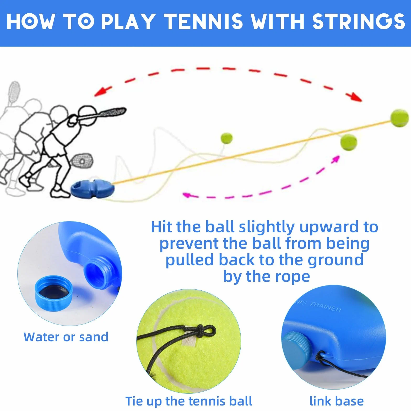 Funmo Set di Allenamento per Tennis con Base di Rimbalzo e 2 Palle da Rimbalzo