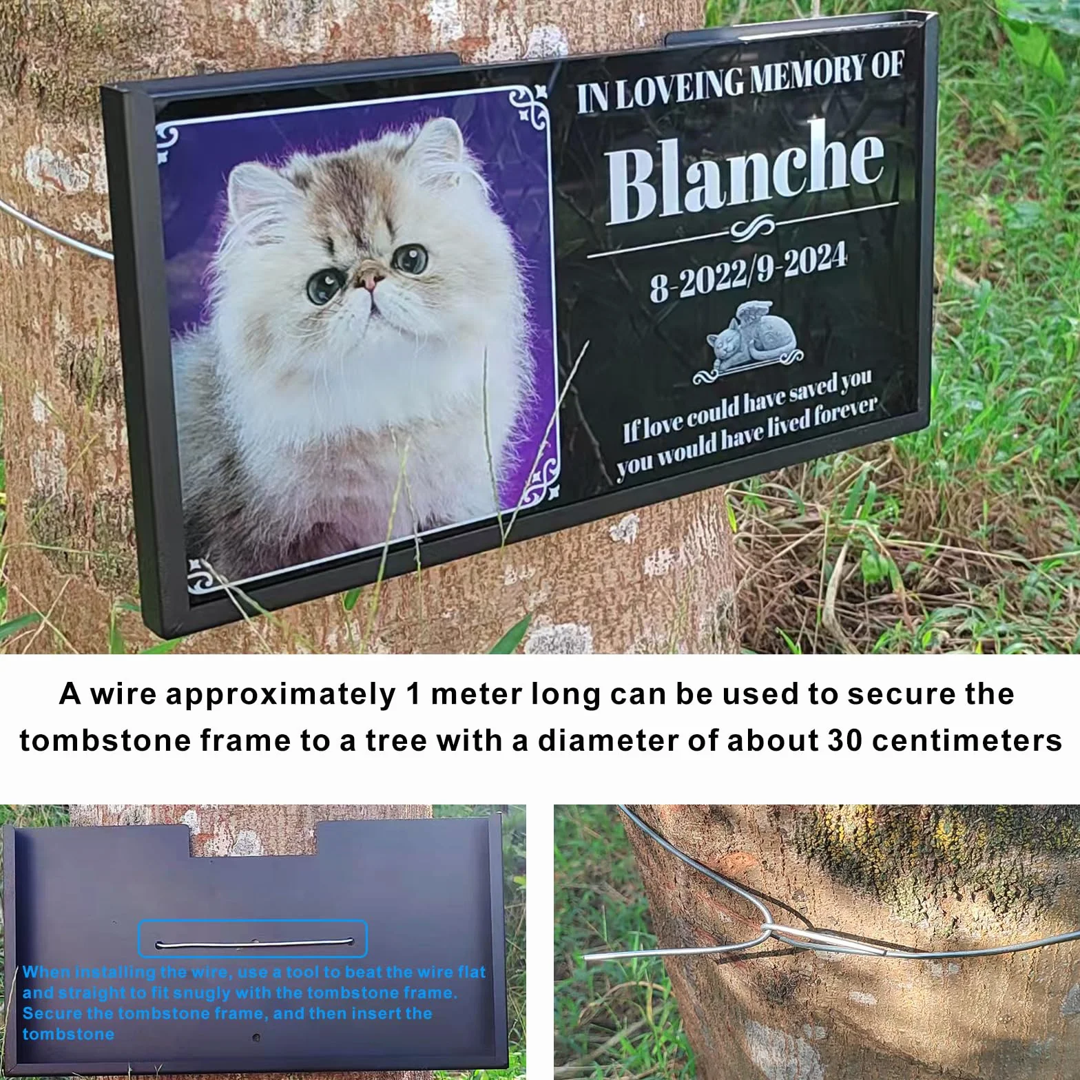 Supporto per lapide per cani e gatti, 30 x 15 cm, pietra tombale in ferro, per animali domestici, pietra commemorativa per persone care e animali domestici, per funerali