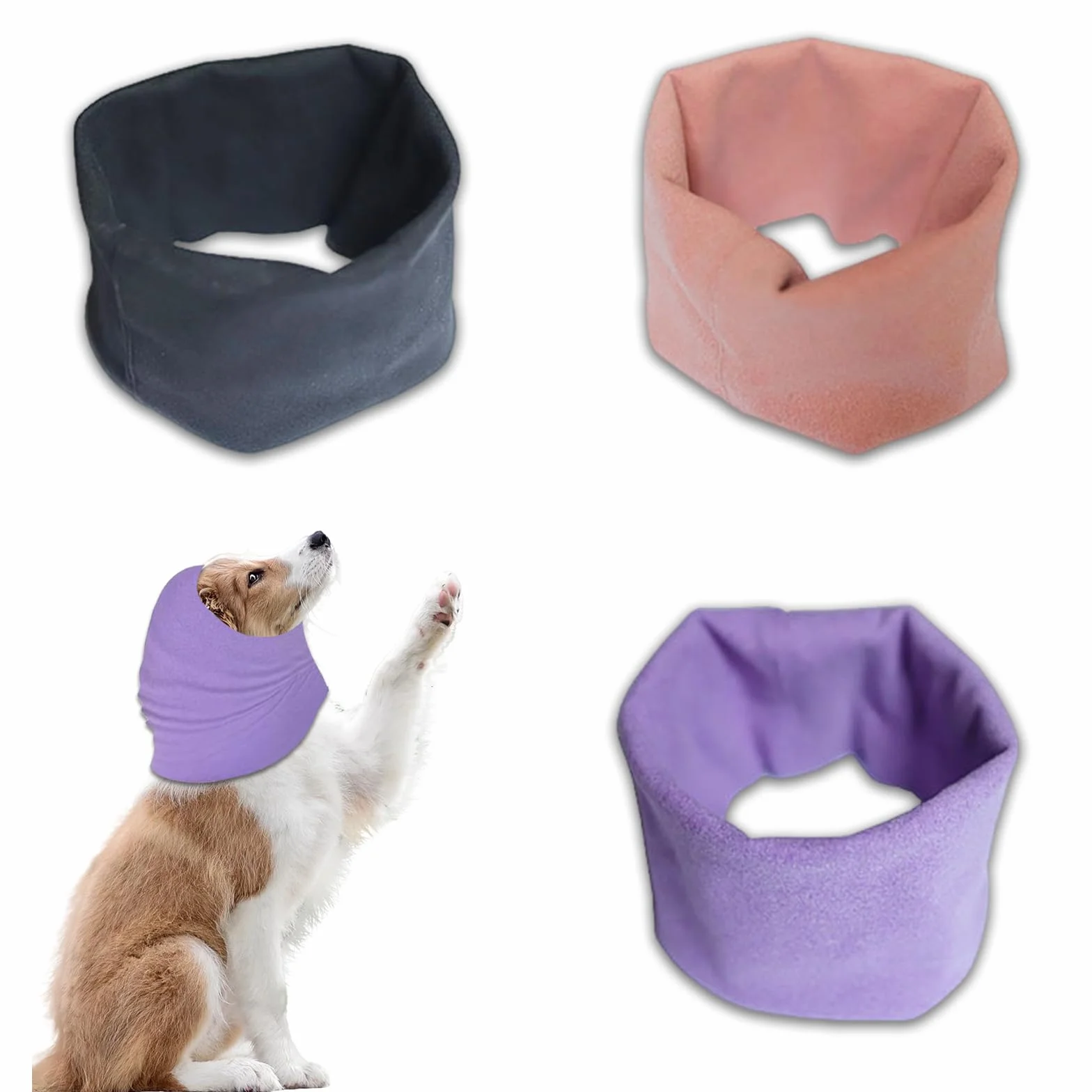 Copriorecchie per Cani Set di 3 Cuffie Antirumore Nero Viola Rosa