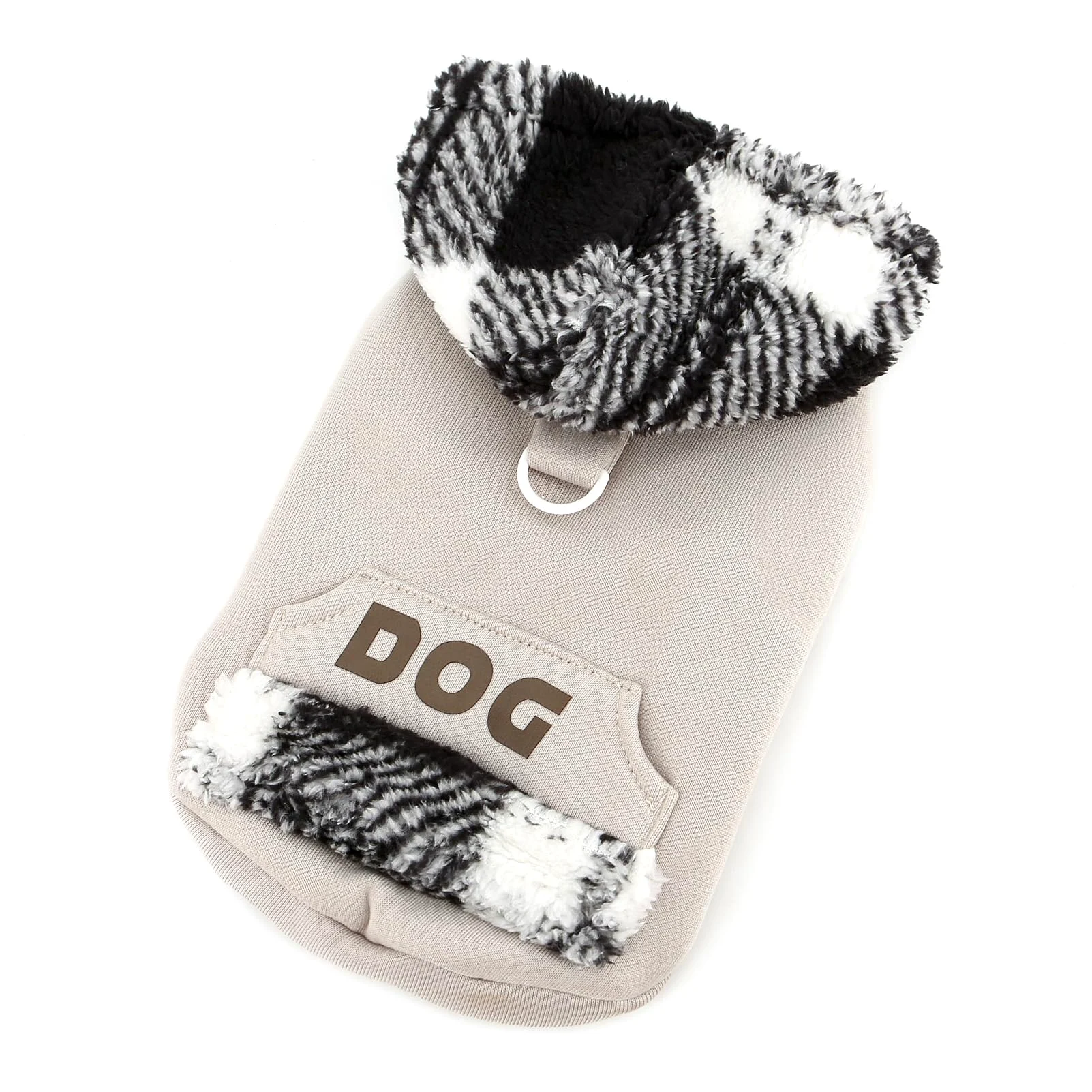 XHYRHTS Maglione in Pile per Cani con Cappuccio Scozzese Fuzzy per Razze XSmall Piccole, Caldo Pullover Senza Maniche con Anello a D e Tasca, Completo Invernale con Cappuccio per Cuccioli Gattini