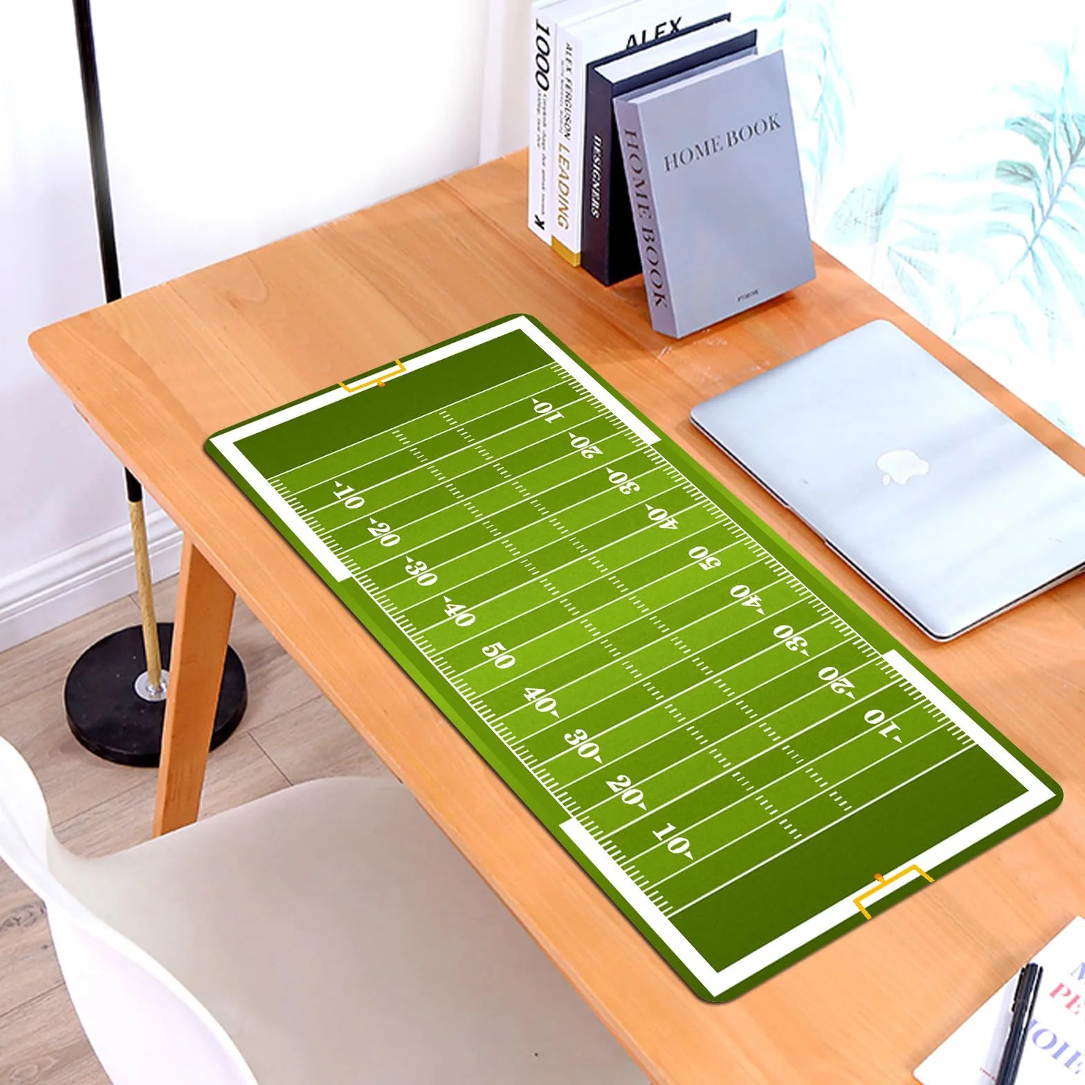 Tappetino da gioco 900x400 mm, campo football americano, motivo erba verde, lavabile, base gomma