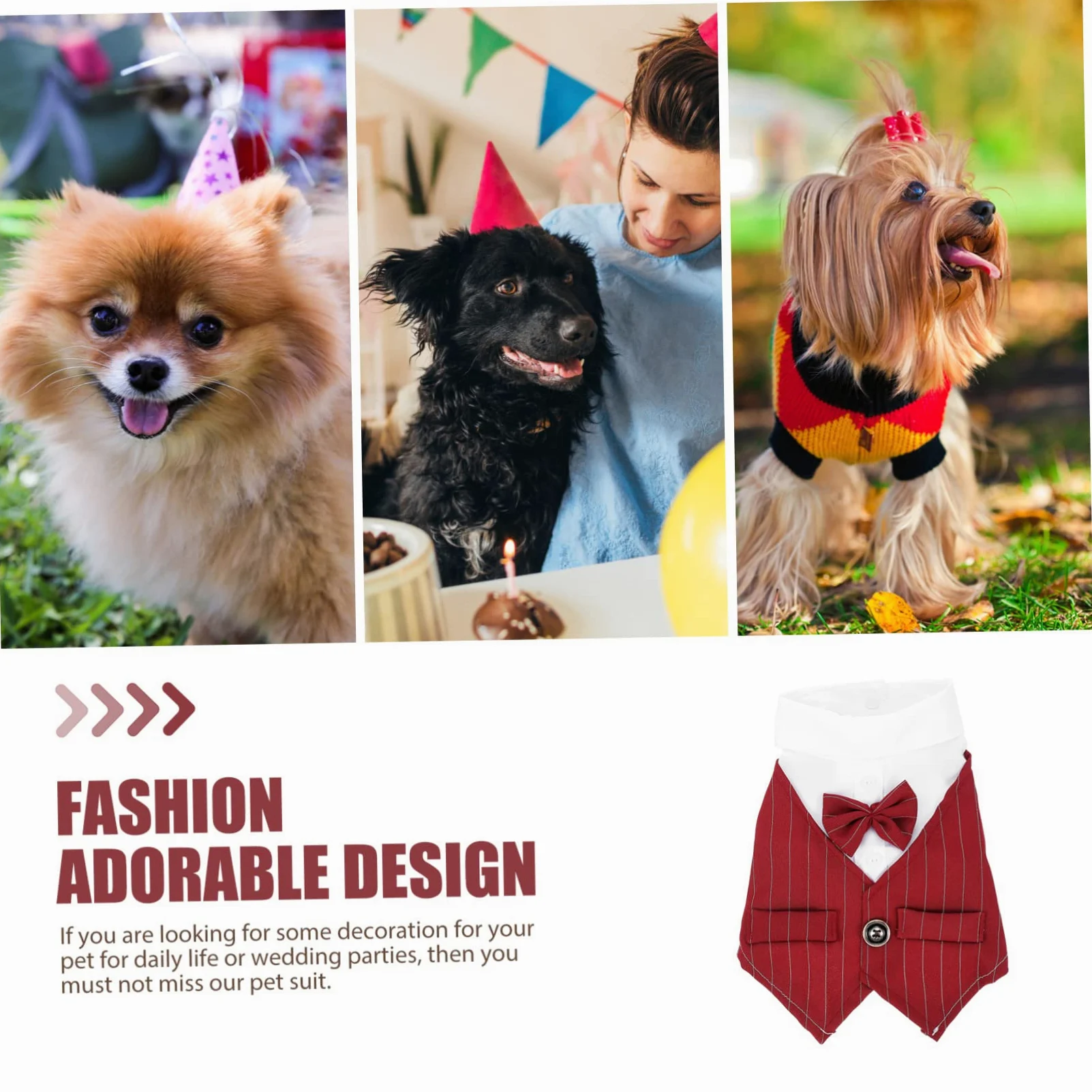 Housoutil 3 Pezzi Costume Per Animali Domestici Cane Festa Di Nozze Abbigliamento Alla Moda Del Gatto Riutilizzabile
