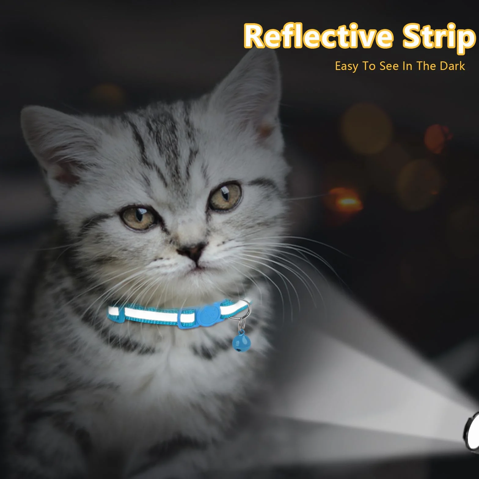 Taglory Collare Gatto Riflettente, 2 Pezzi Collari per Gatti Antistrozzo con Campanellino e Fibbia di Sicurezza, Stampa Zampa Carina 15-20cm Azzurro