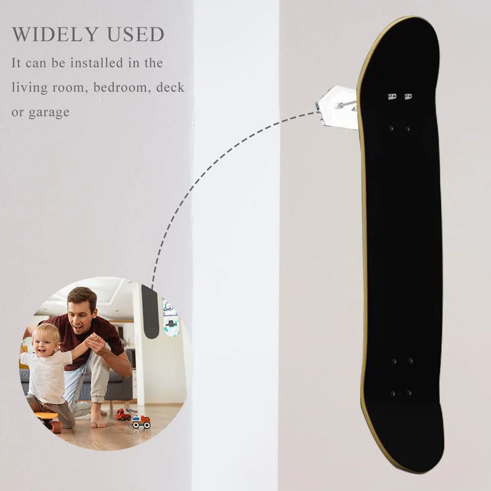 Ganci per Skateboard da Parete Supporto Display Stoccaggio Acrilico Clear 2 Pezzi