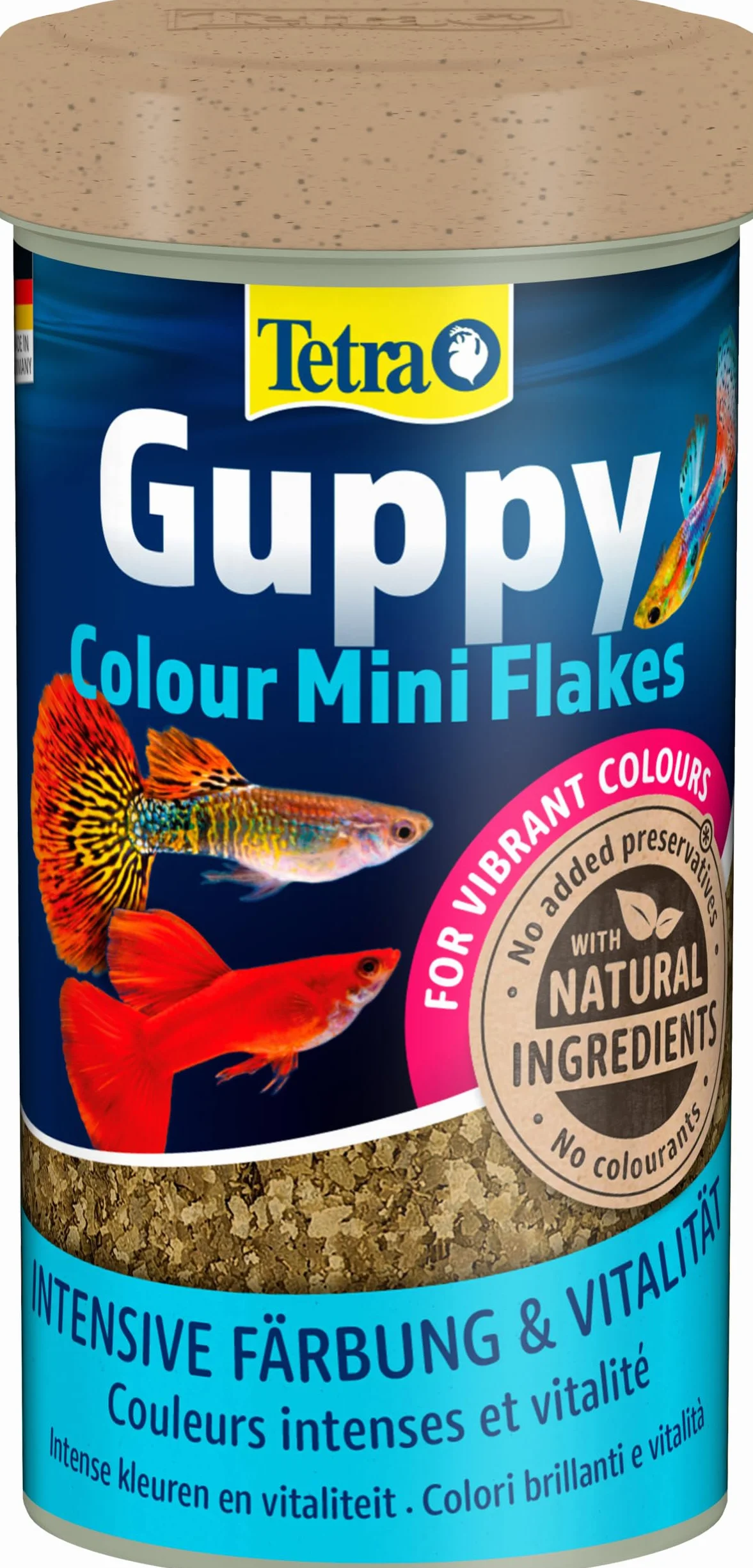 Tetra Guppy Colour Mini Flakes - Mangime in scaglie per guppy, lattina 250 ml