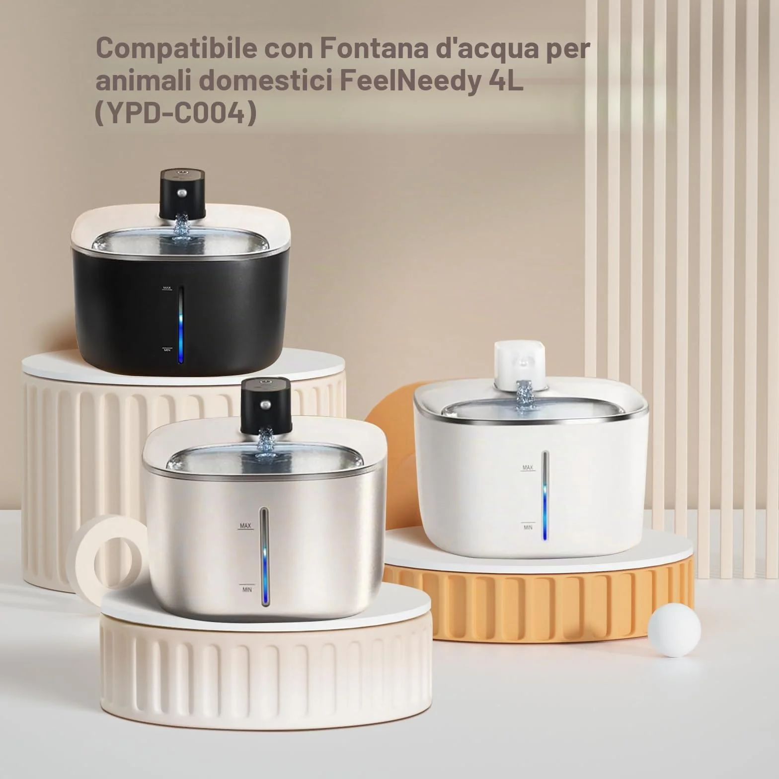 Filtri Fontanella per Gatti, 12 Filtro Fontanella per Gatti per FEELNEEDY 4L Fontana Acqua per Gatti YPD-C004, Comprendere 12 Filtri Fontana Gatto e 12 Spugne Pre-filtrate e 12 Spugnetta per Pompa