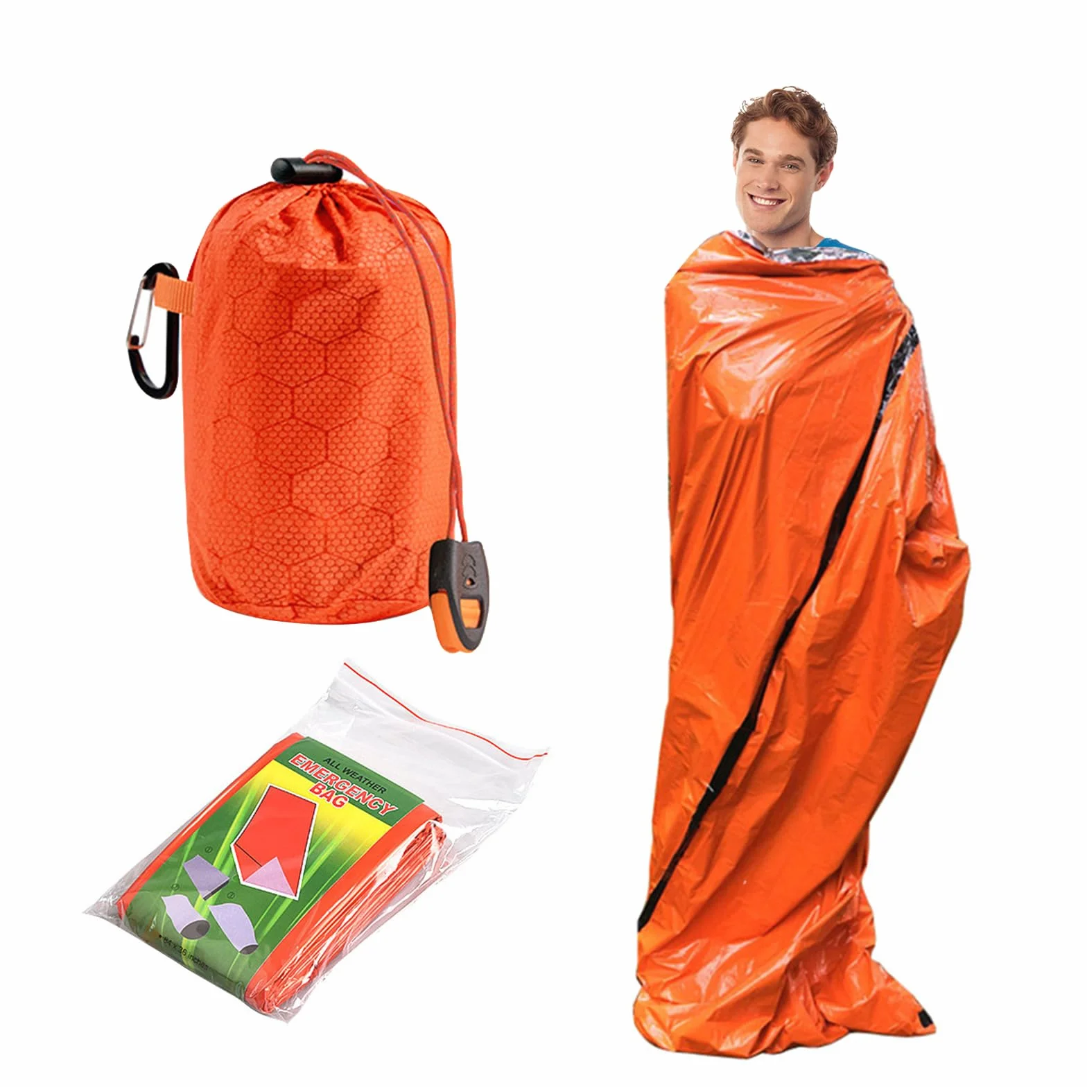 Sacco a pelo di emergenza, sacco a pelo di sopravvivenza, sacco a pelo di sopravvivenza, coperta di emergenza impermeabile, tenda a tubo caldo, sacco termico leggero per protezione dal freddo, tenda