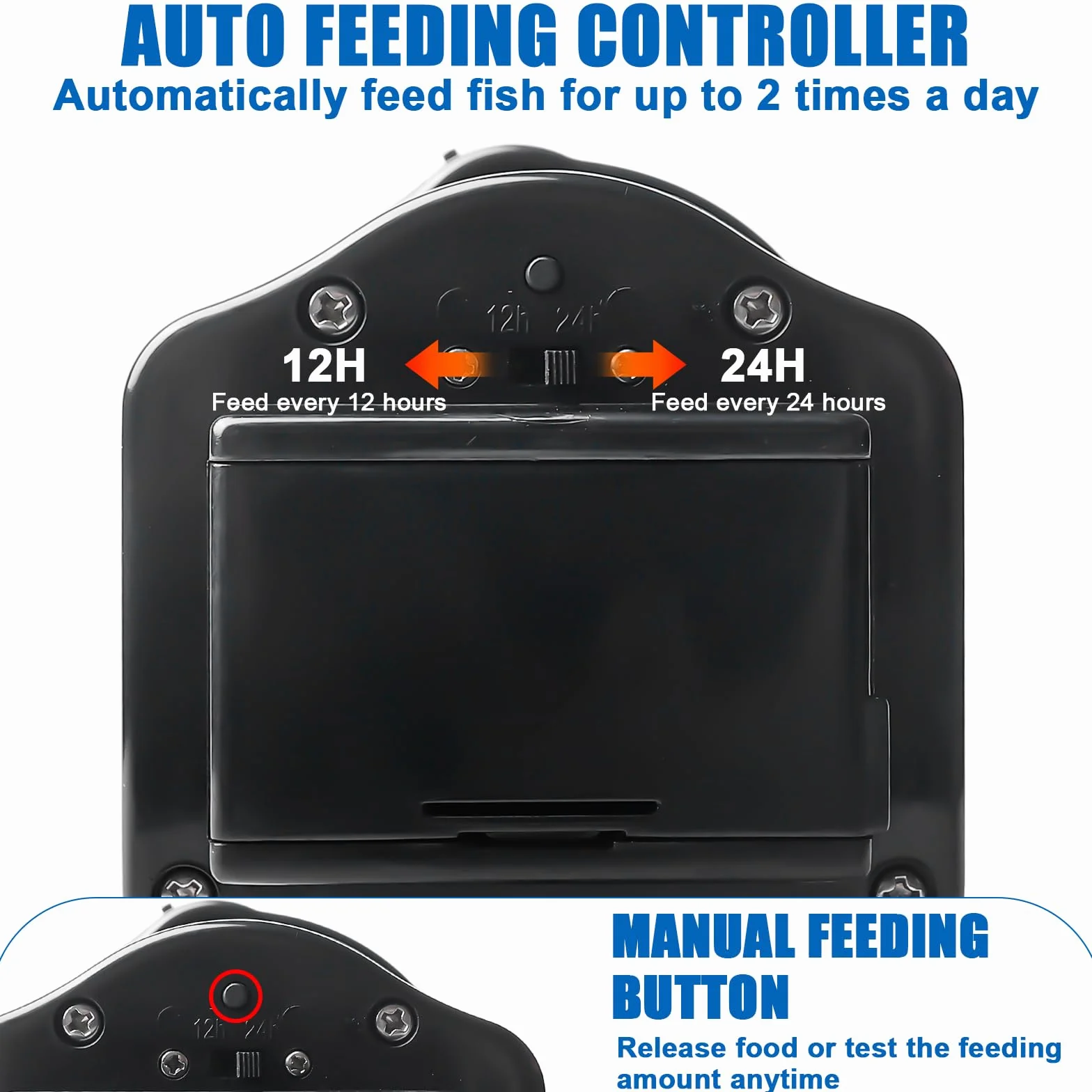 Alimentatore automatico per acquario 65 ml: distributore automatico di cibo per pesci con timer, regolabile per pellet/pellet, distributore automatico di cibo per pesci a