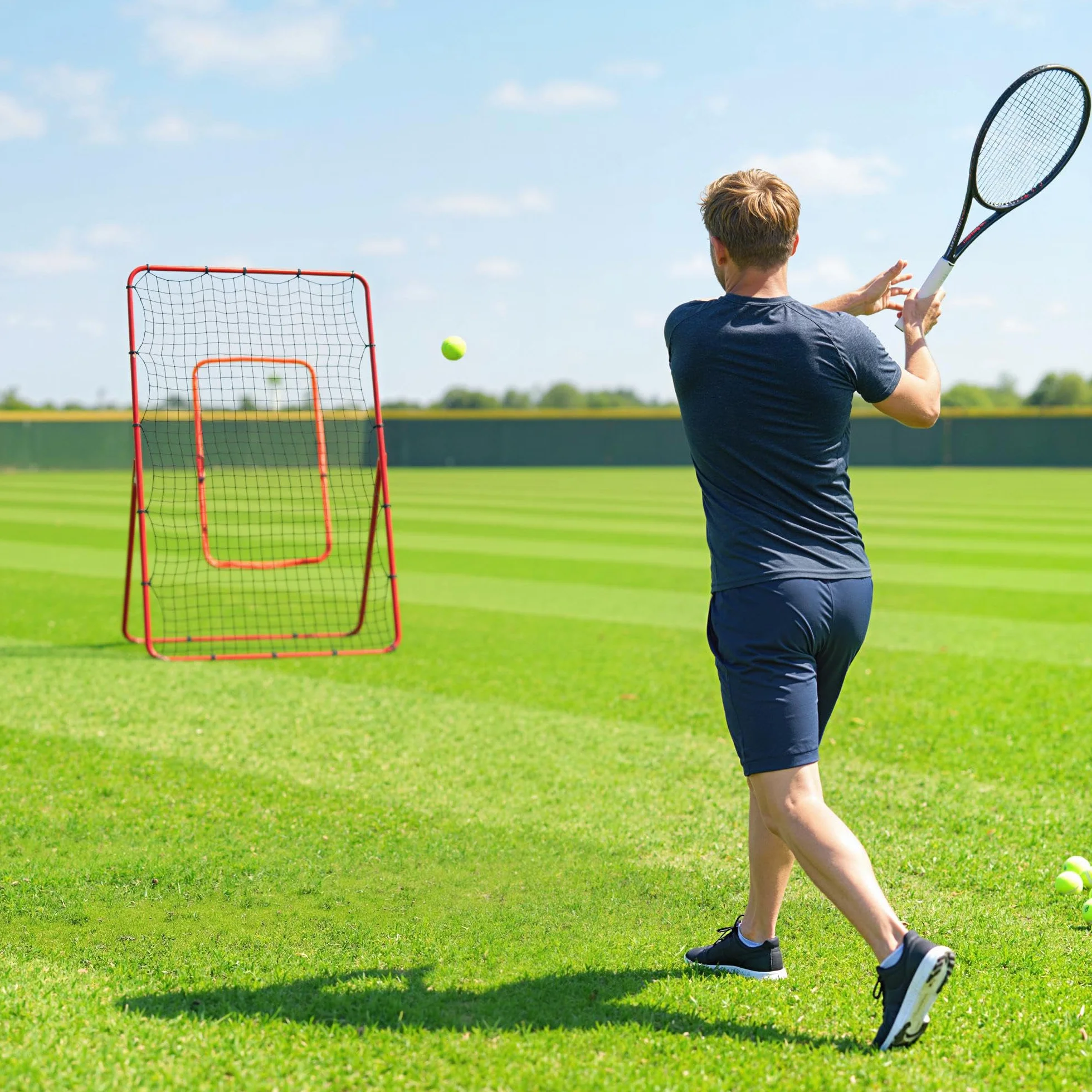 SPORTNOW Rete da Rimbalzo per Baseball, Rebounder Portatile con 4 Angolazioni Regolabili per Calcio, Baseball, Softball e Lacrosse, Per Lanci, Passaggi e Allenamento di Presa
