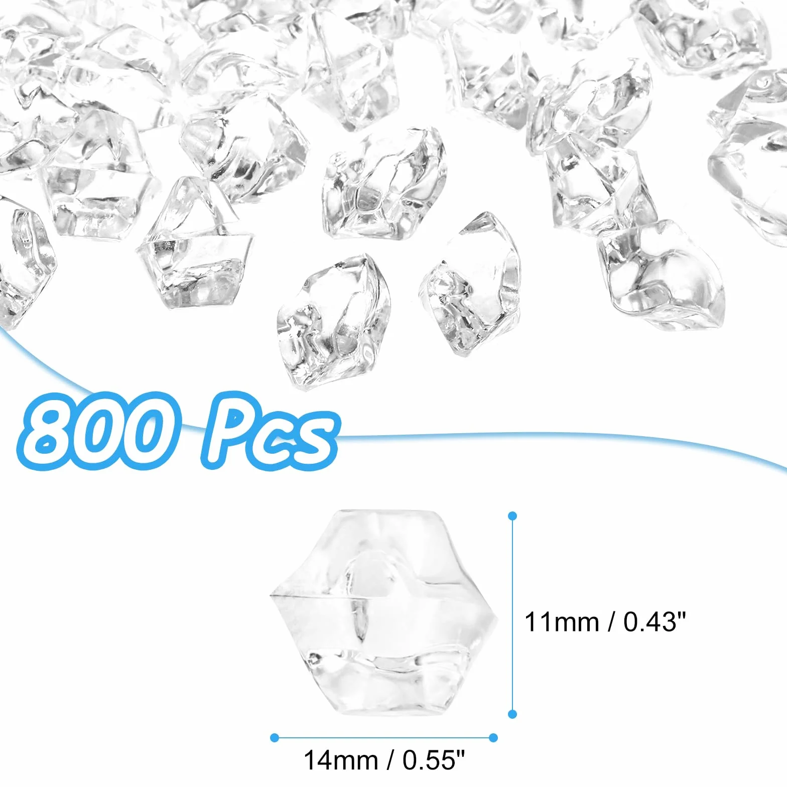 QUARKZMAN 800pz Pietre di Ghiaccio Finto, Cristalli Trasparenti in Acrilico, Gemme, Ghiaccio Tritato Sfavillante Diamanti Finti per Riempitivi Vasi, Decorazioni Tavolo, Feste