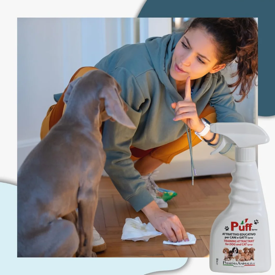 Puff Spray Attrattivo Naturale per Addestramento Cani e Gatti 100% Eco-Friendly | Facile Uso per Lettiera e Area Bisogni - 500 ml, Made in Italy