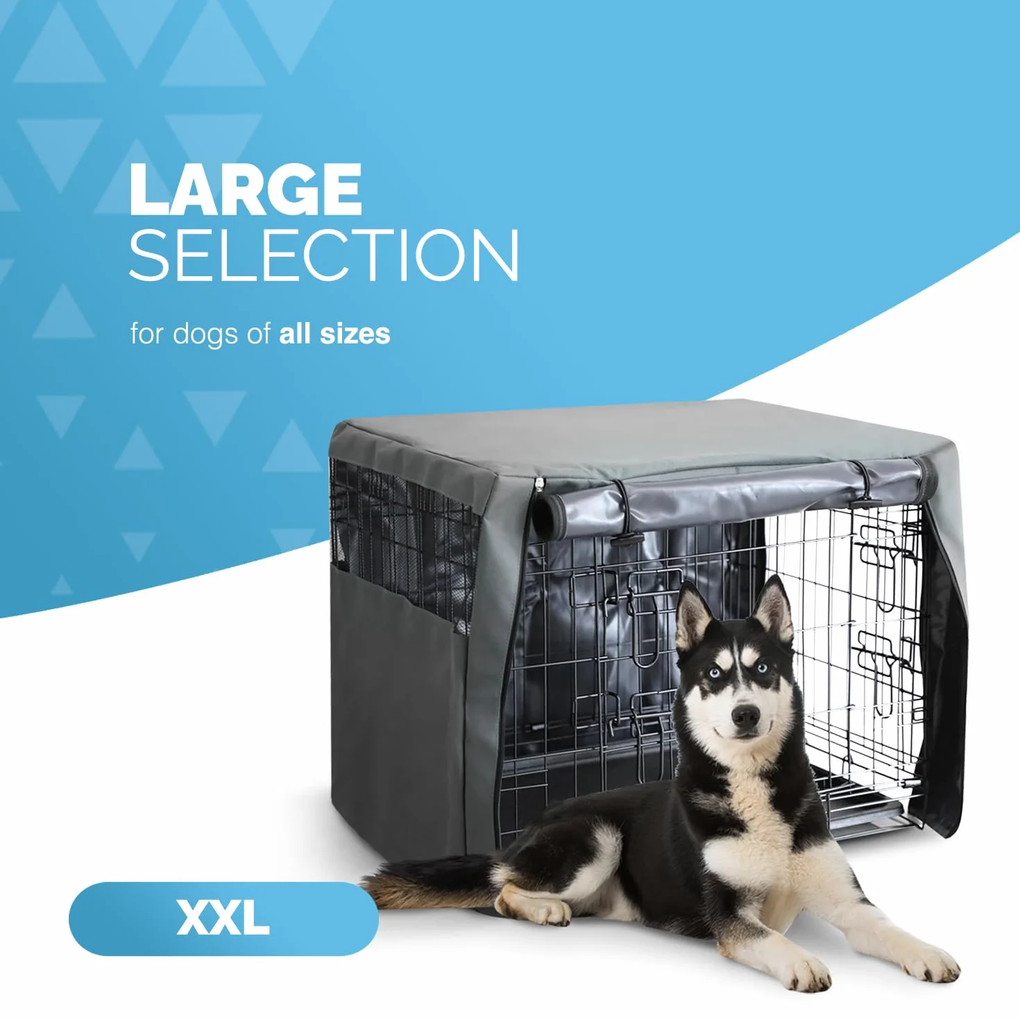 FurDreams Copertura antivento per gabbia cani 122 cm 2 porte anteriore laterale rete traspirante XXL