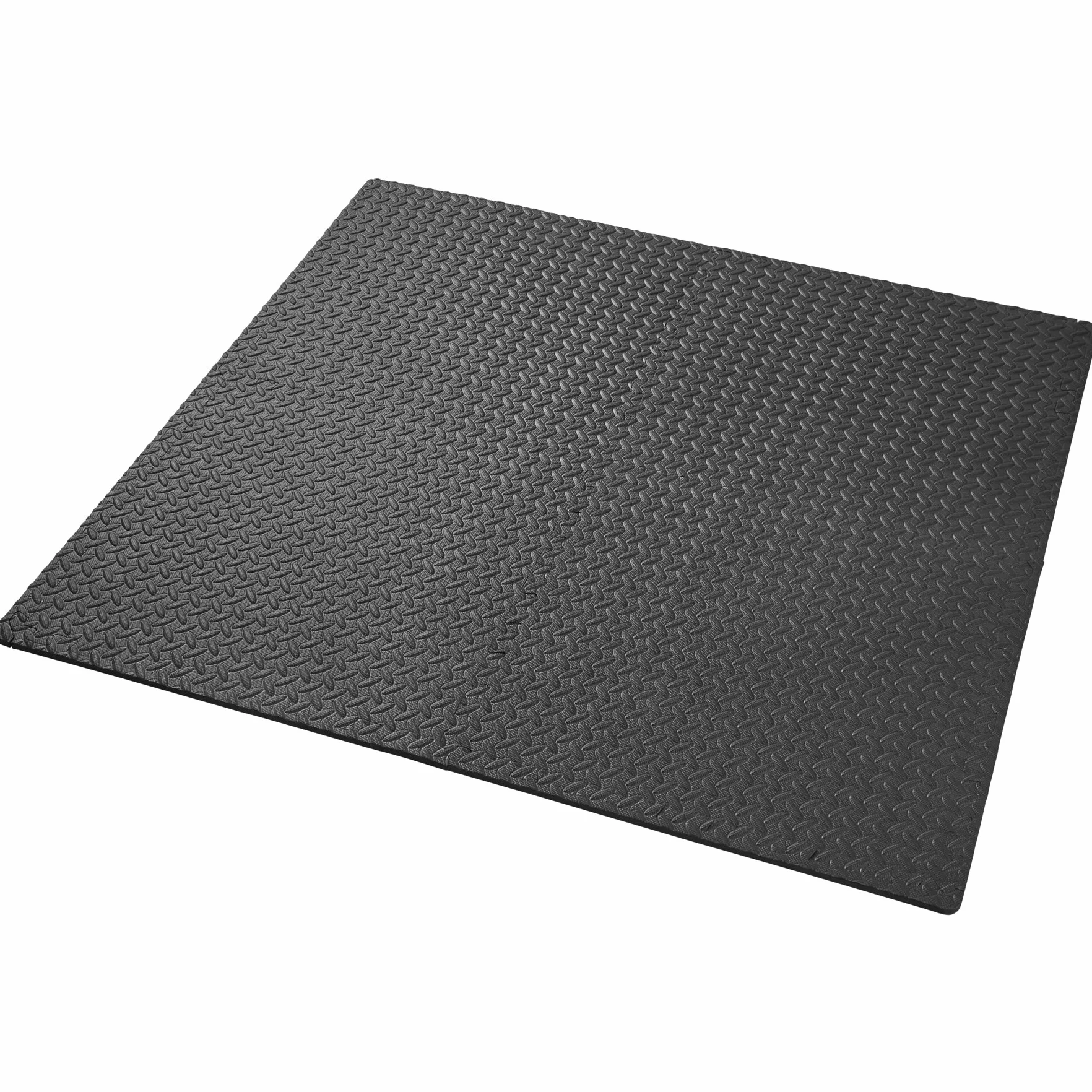 tectake® Set di tappetino palestra di protezione, 61x61 cm cad, tappetino yoga e pilates, EVA espansa, tappeto palestra impermeabili, termoisolanti, insonorizzanti, attrezzi palestra casa - Nero