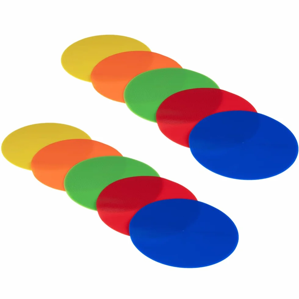 10 Pcs Calcio Antiscivolo Pavimento Marcatori Flat Spot Piatto Tennis Punto di riferimento Mat Per Bambini Calcio Formazione Aula, Attività 5 colori
