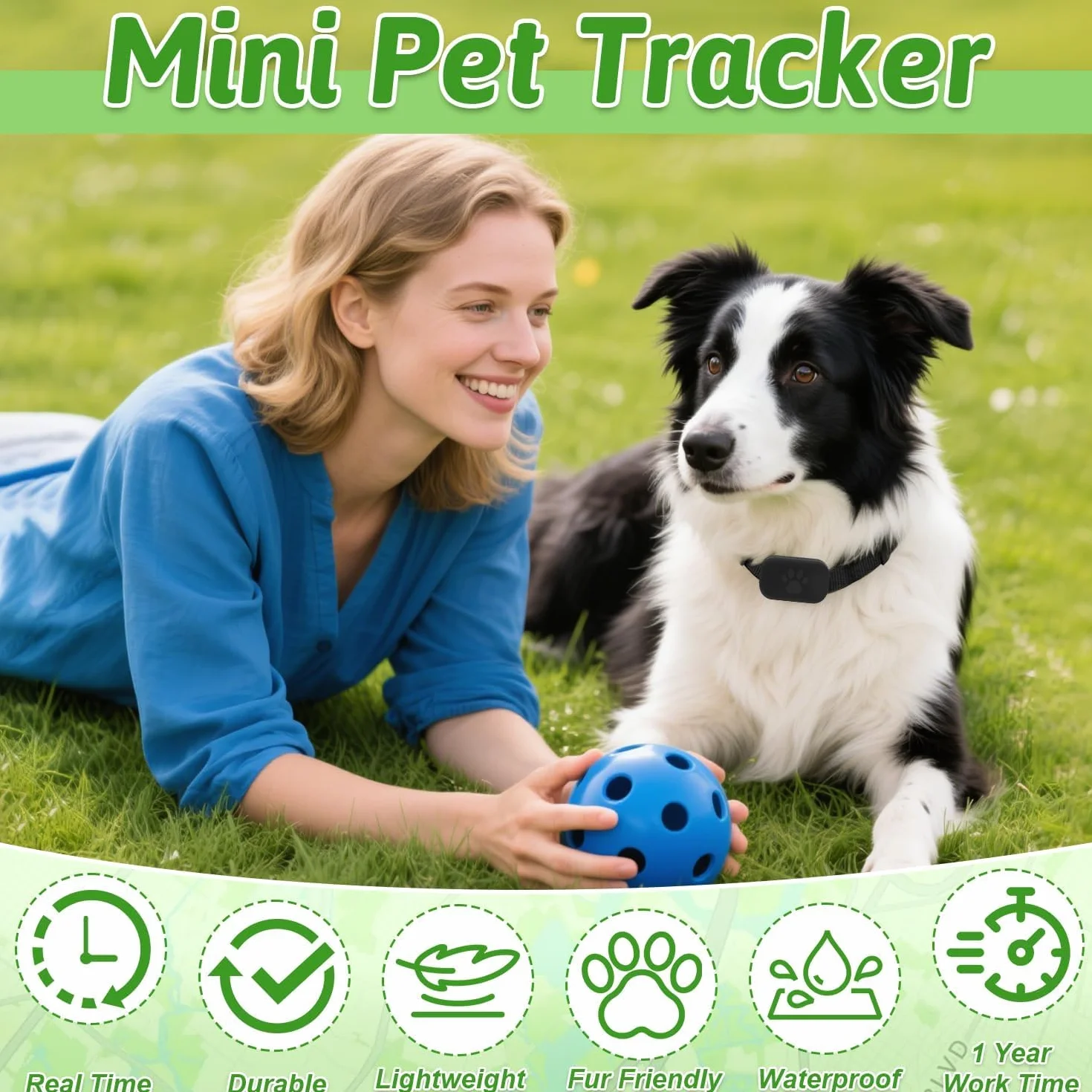 Localizzatore GPS per Gatti e Cani con Collare, Tracker Senza Abbonamento, Compatibile iOS e Android, Collare Regolabile Impermeabile Anti Smarrimento per Animali