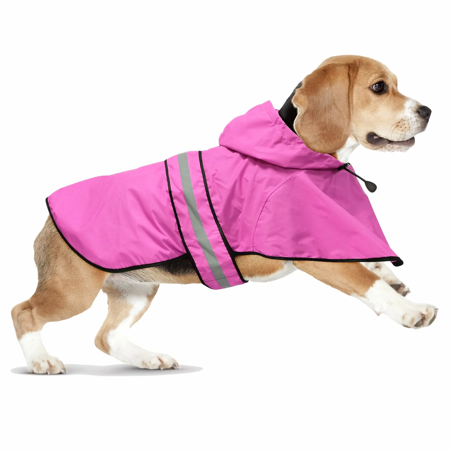 Impermeabile per cani, con cappuccio, regolabile, riflettente, antivento, per cani di taglia piccola, media e grande (S, rosa)