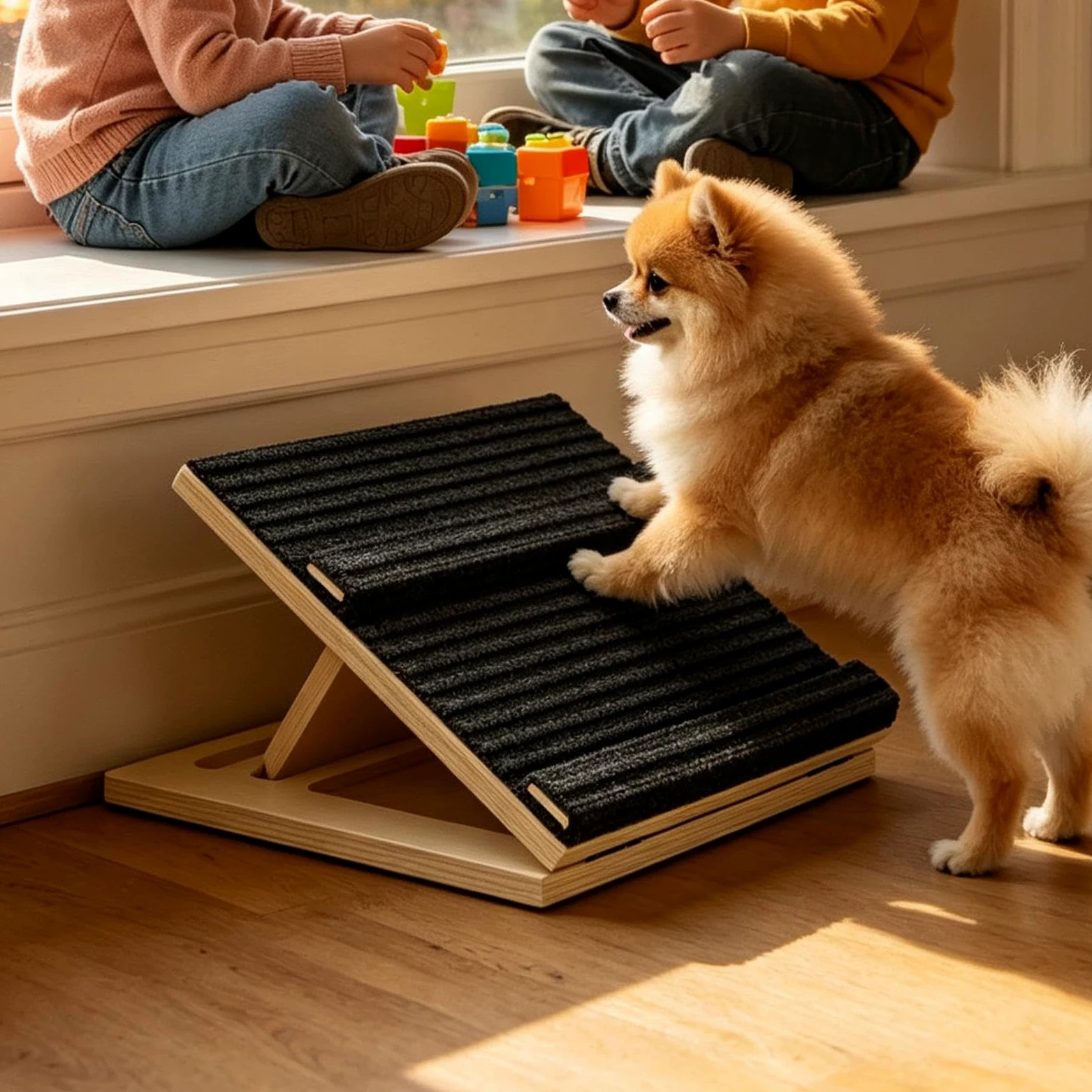 Rampa da Cani per Scale Scalini Cuccioli In Legno Regolabili Antiscivolo | Rampa Gatti Anziani per Amanti degli Animali Soggiorno Camera Studio Uso Quotidiano Appartamento