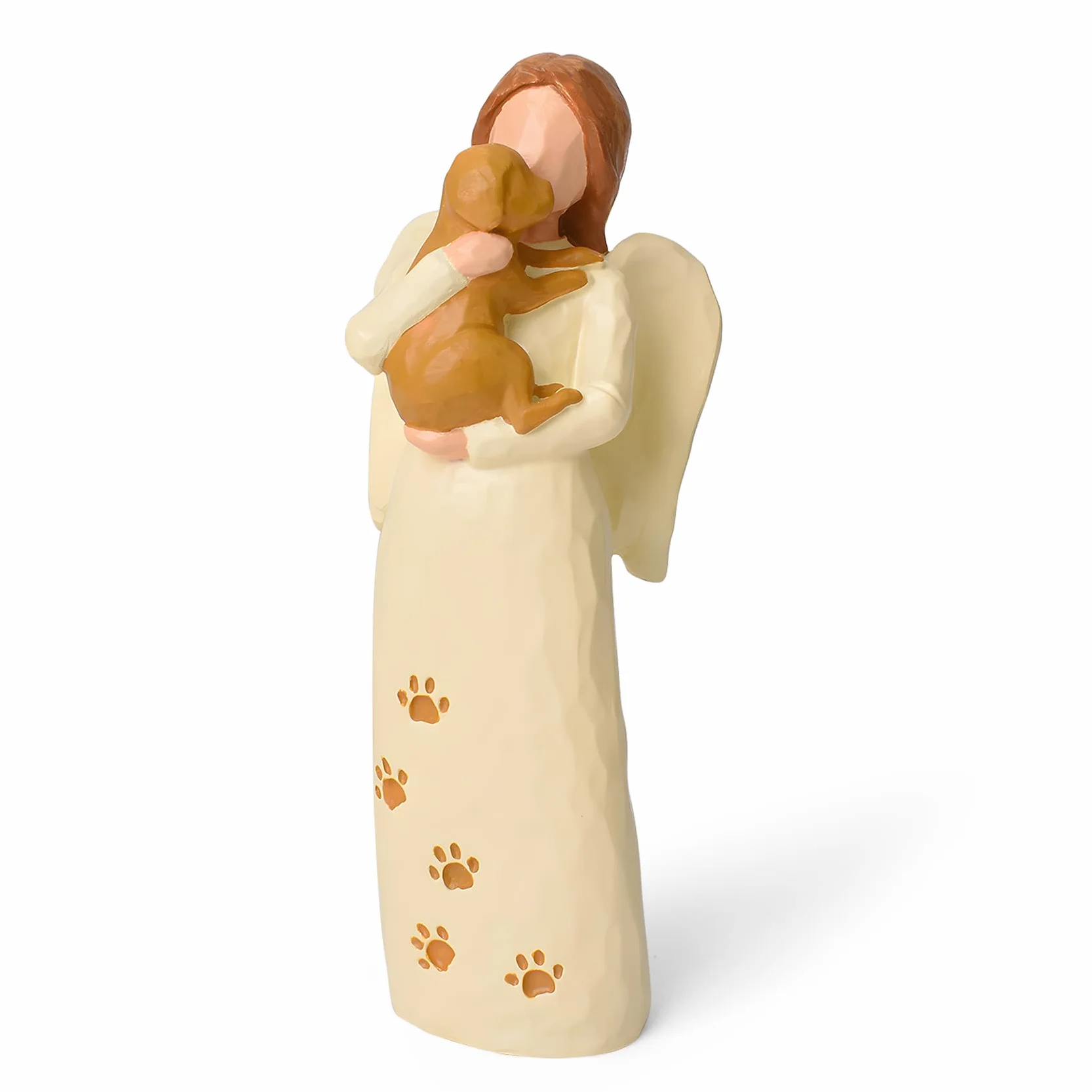 Cuayaes Statua di Angelo Custode del Cane, Regali Commemorativi per Cani, Regali di Condoglianze per la Perdita di Cane, Sculture di Collezione di Resina Disegnate a Mano, Decorazioni di Angeli
